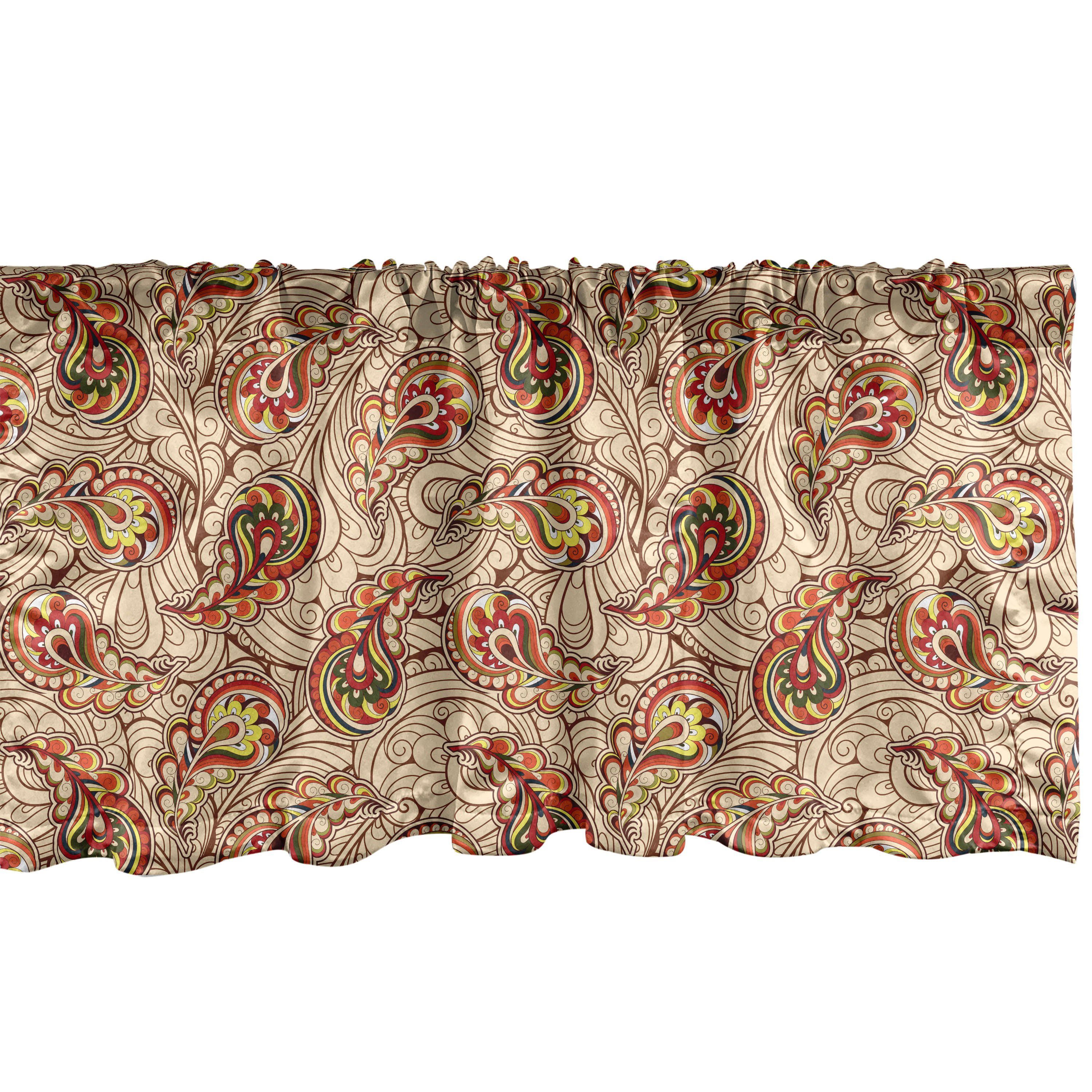 Scheibengardine Vorhang Volant für Küche Schlafzimmer Dekor mit Stangentasche, Abakuhaus, Microfaser, Paisley Blätter