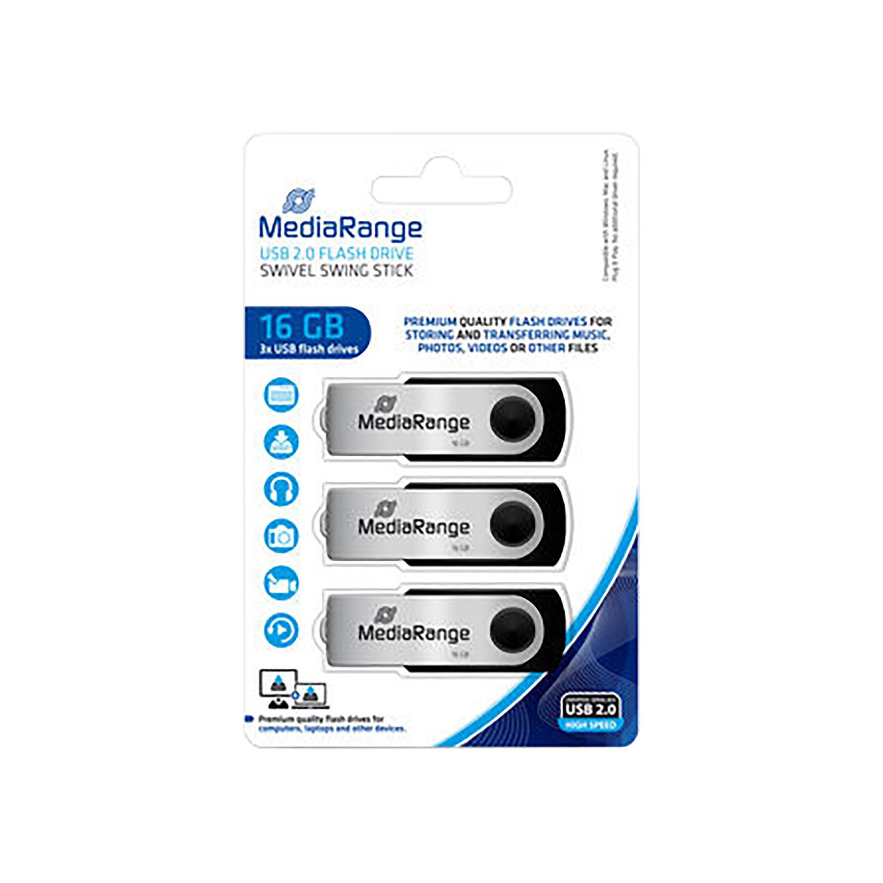 Mediarange MEDIARANGE USB-Stick MR910-3 USB 2.0, 16GB 3er Pack USB-Stick
