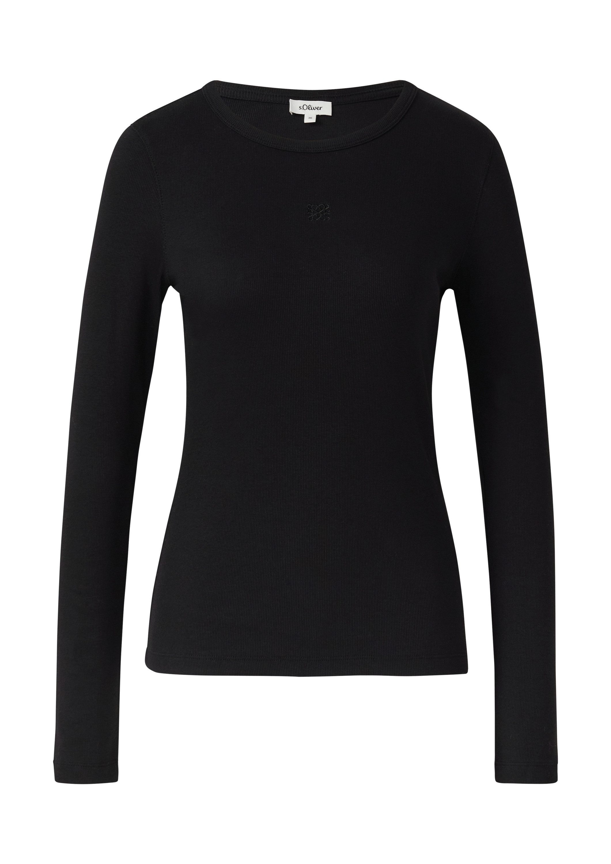s.Oliver Langarmshirt T-Shirt Ripp-Langarmshirt mit Stickerei günstig online kaufen