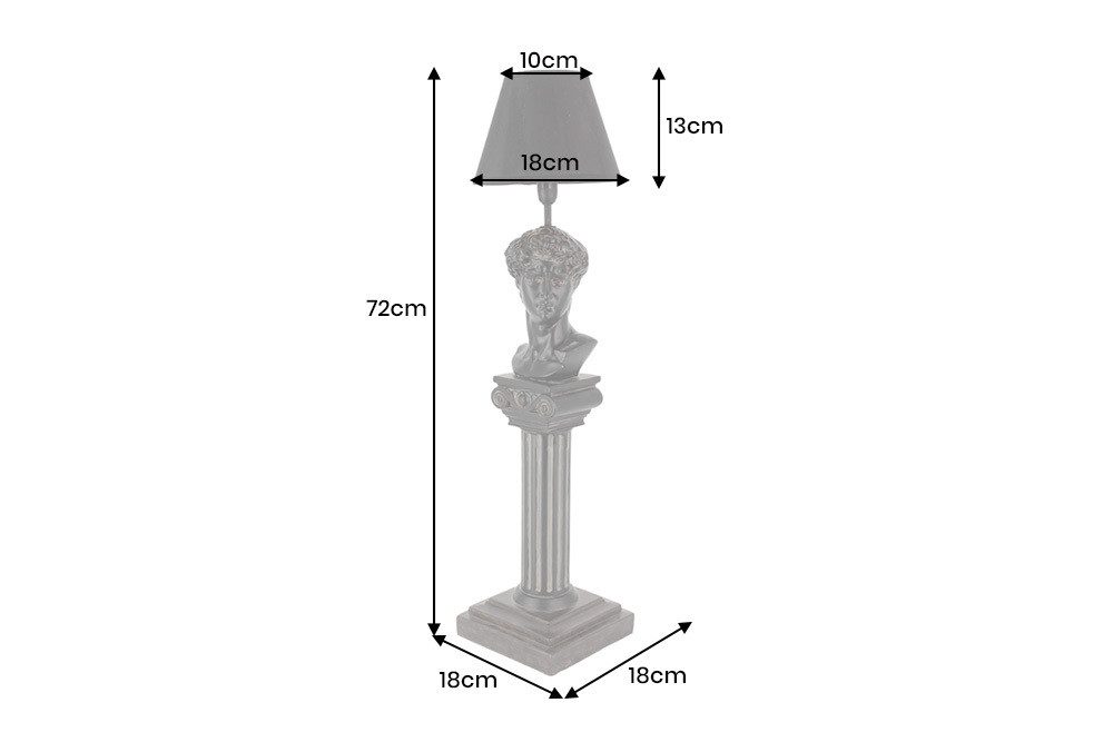 riess-ambiente Tischleuchte DAVID 70cm schwarz – Büsten-Skulptur, Stoffschirm, Statement Piece, Ein-/Ausschalter, ohne Leuchtmittel, kunstvolle Designleuchte als Figur – ideal für moderne Wohnkonzepte
