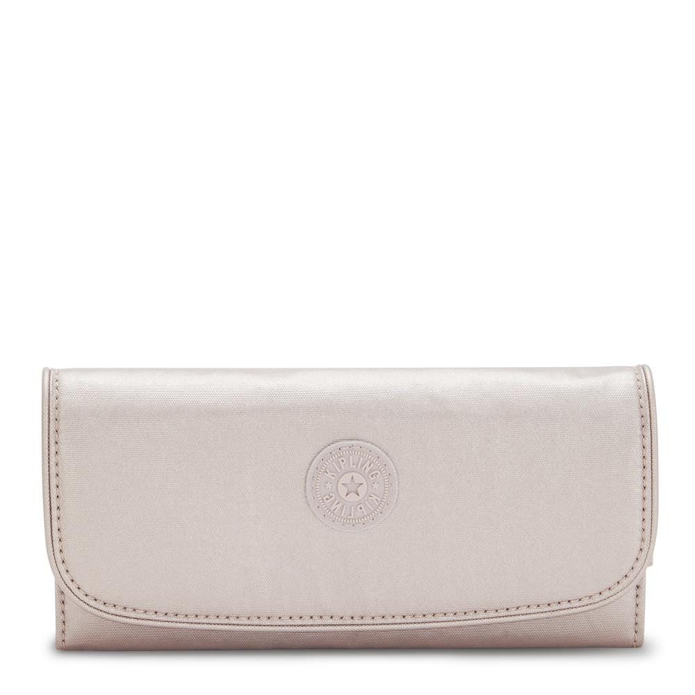 KIPLING Mini Bag MONEY LAND, Großes Portemonnaie, Metallic Glow (beige), Geldbörse, Brieftasche