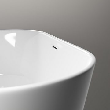 Bernstein Badewanne JAZZ PLUS, (modernes Design / Acrylwanne / Sanitäracryl / mit Siphon / kompakt - ideal für kleine Bäder), freistehende Wanne / Weiß Glänzend / 160 cm x 75 cm / Acryl / Oval