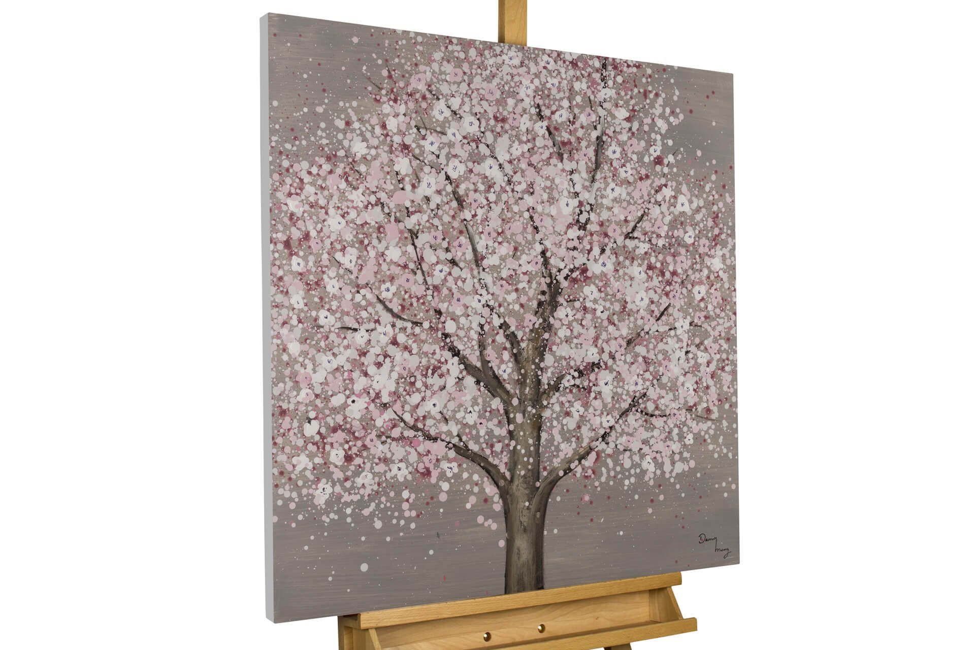 KUNSTLOFT Gemälde Blüten des Mondes 80x80 cm, Leinwandbild 100% HANDGEMALT Wandbild Wohnzimmer