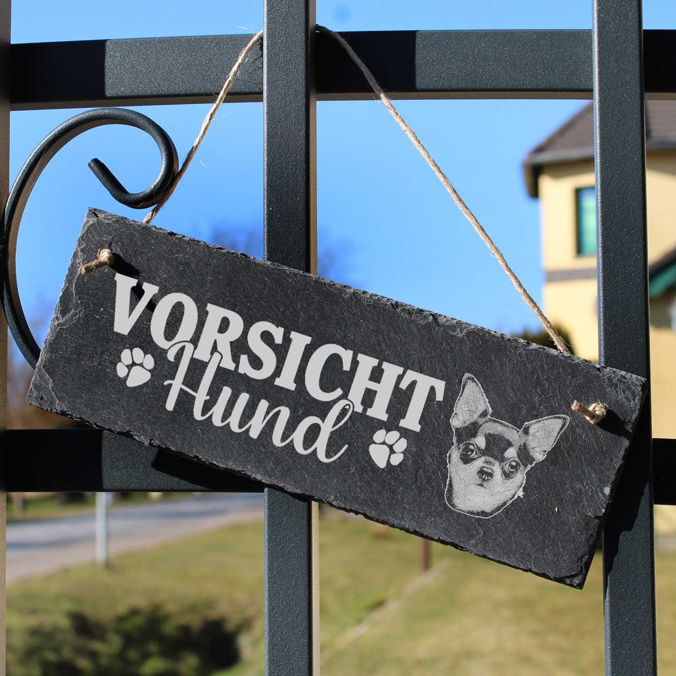 Hund Vorsicht 22x8cm Hängedekoration Schild Dekolando Kurzhaar Chihuahua