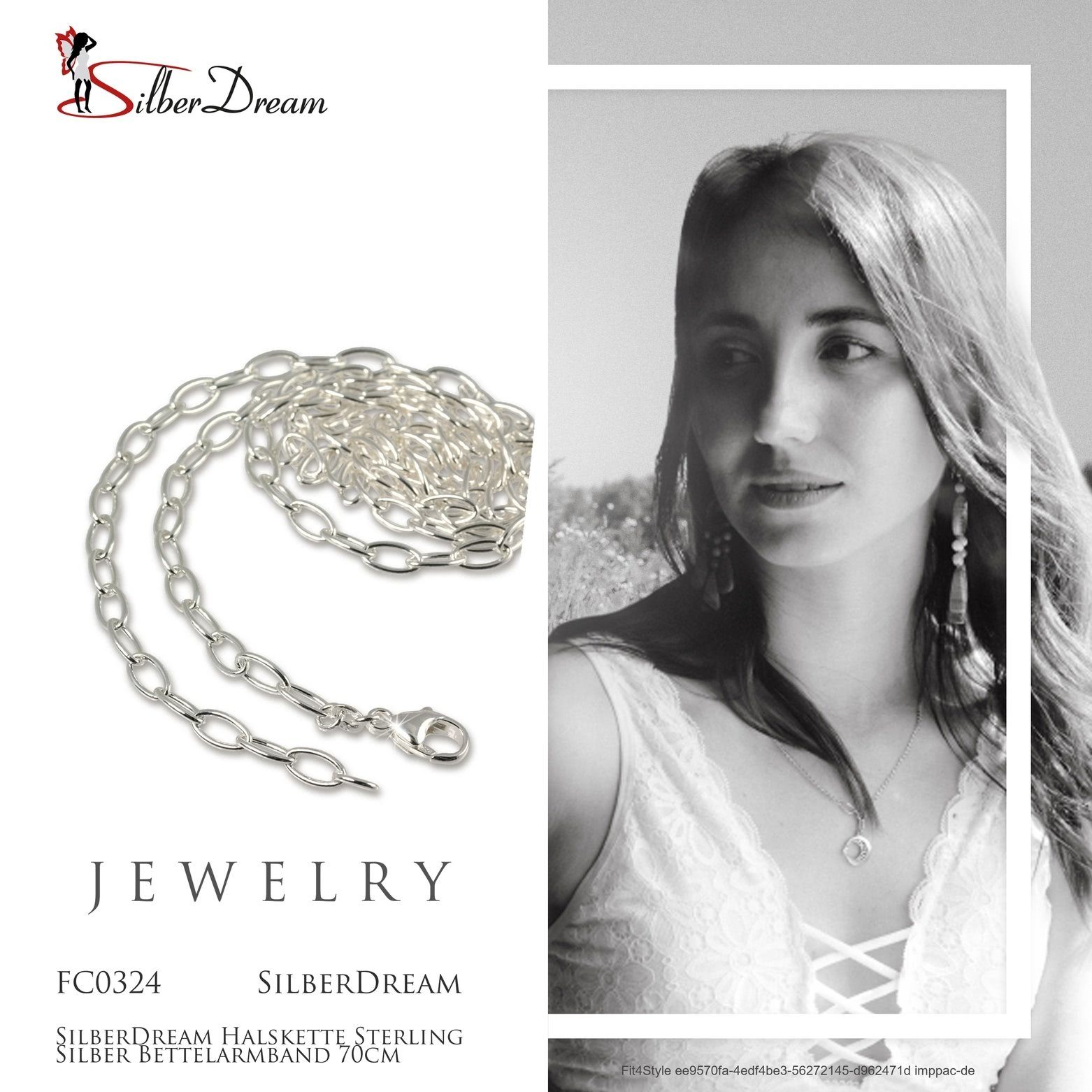 SilberDream Charm-Kette SilberDream Charmskette Charms Halsschmuck (Charmskette), Charmshalsketten ca. 70cm, 925 Sterling Silber, Farbe: silber, Made-In