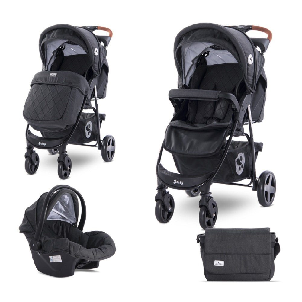 2 in Fußabdeckung Lorelli Babyschale, Kombikinderwagen black Daisy Kombi-Kinderwagen 1, Sportsitz,