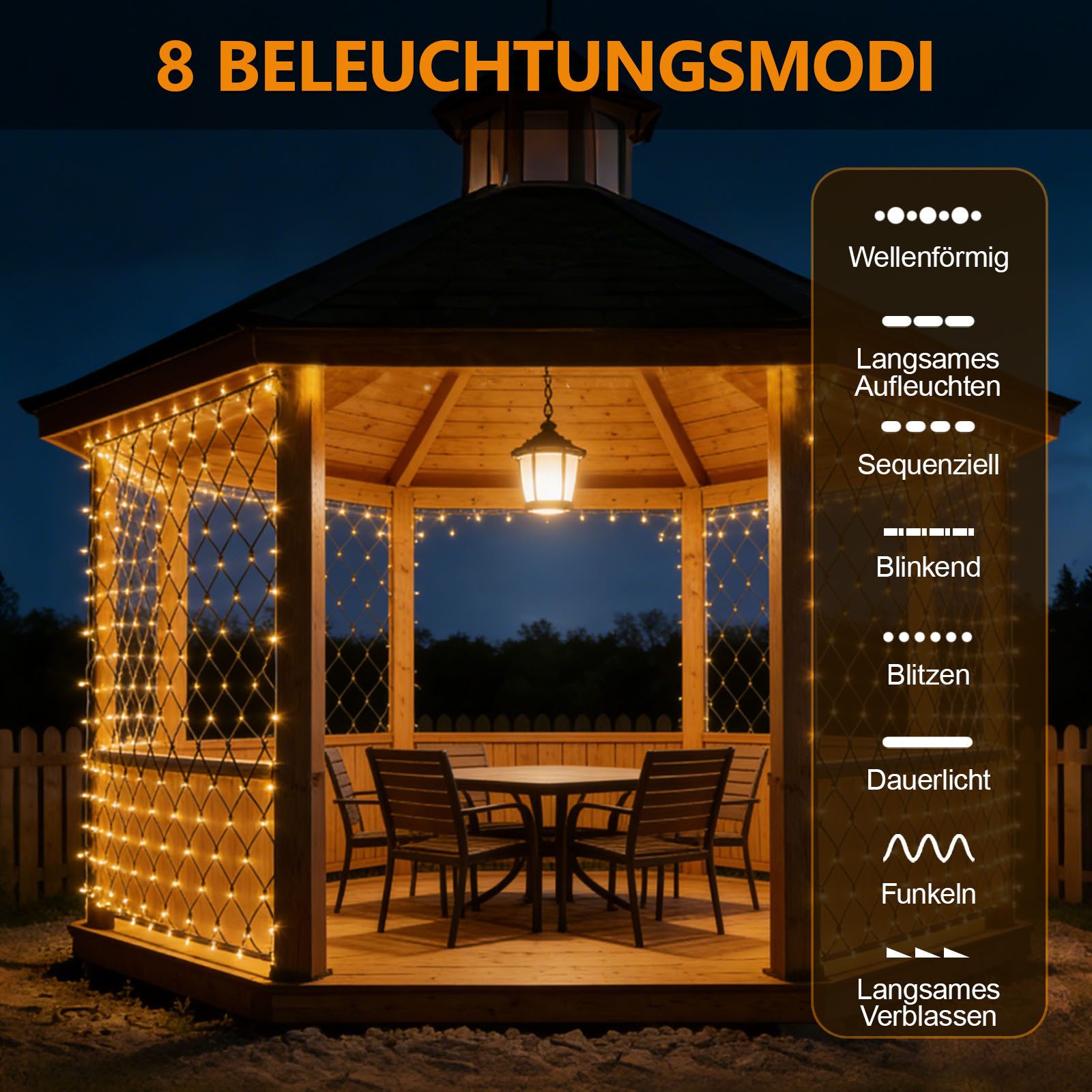 OZAVO LED-Lichternetz 1/2er LED Lichterkette Außen mit Fernbedienung Timer 8Modi, 3 x 2m, 200-flammig, Lichternetz Innen mit 8 Modi für Büsche Garten Zimmer Balkon