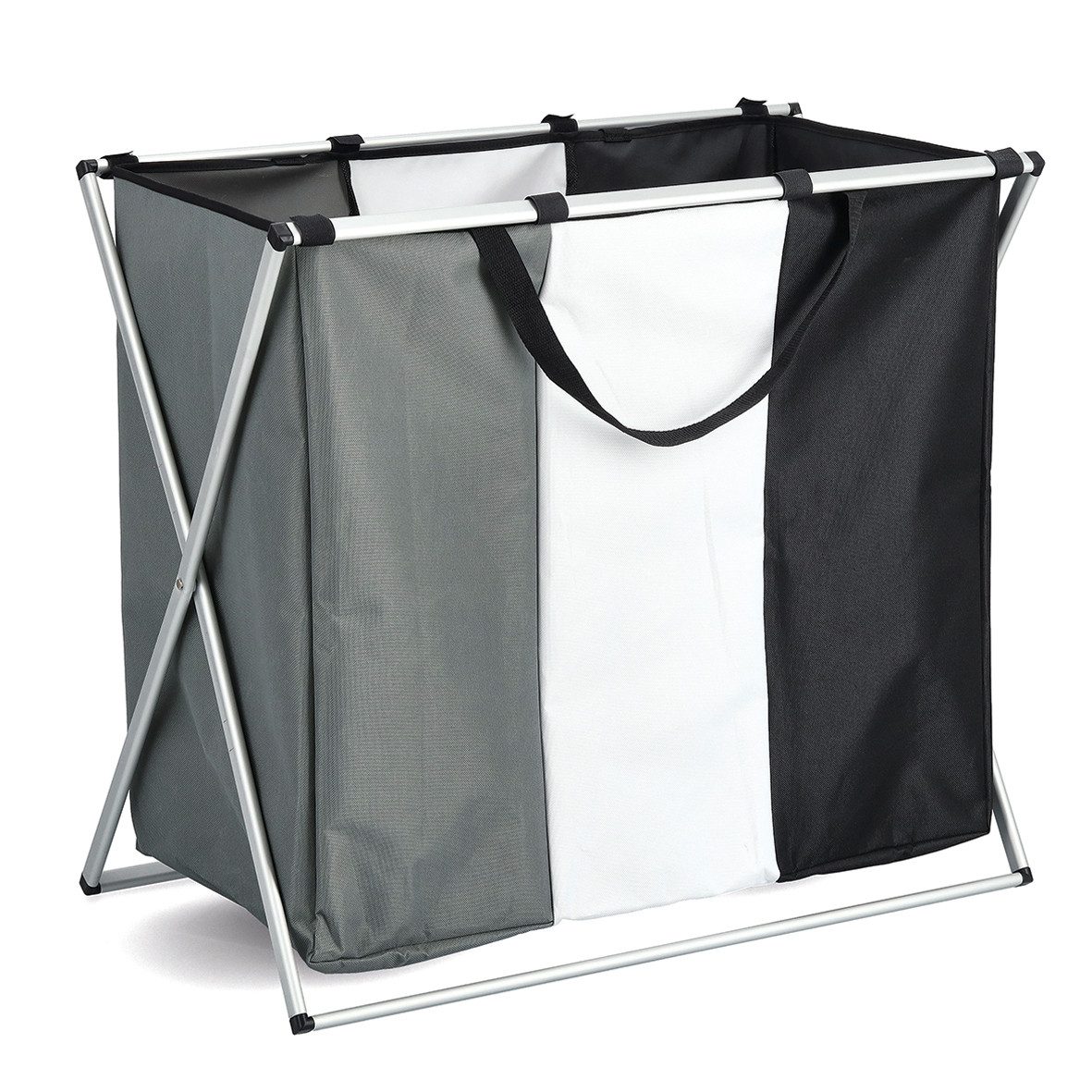 Zeller Present Wäschesortierer, 3 Fächer, Polyester/Aluminium