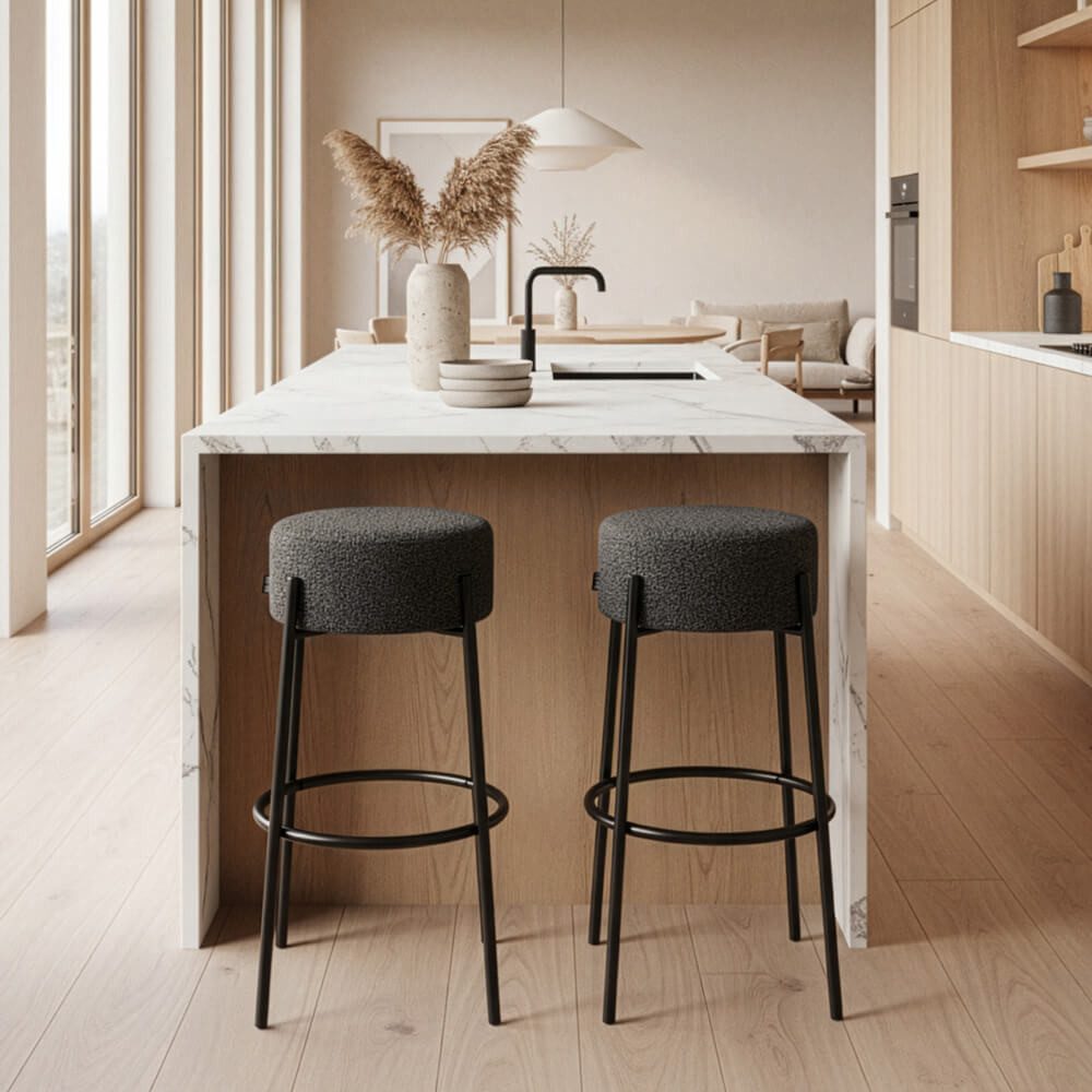 HOME DELUXE Barhocker OLIN - 41 x 41 x 76 cm (2 St), Teddy-Bouclé Bezug, Kü günstig online kaufen