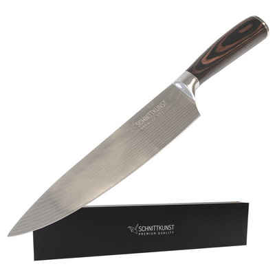 SOSmart24 Kochmesser SOSmart24 SCHNITTKUNST Profi Küchenmesser mit Holzgriff 20cm Edelstahl Klingenlänge - Schneidemesser, Küche, Profimesser, Damast, Messer, Extrem scharf