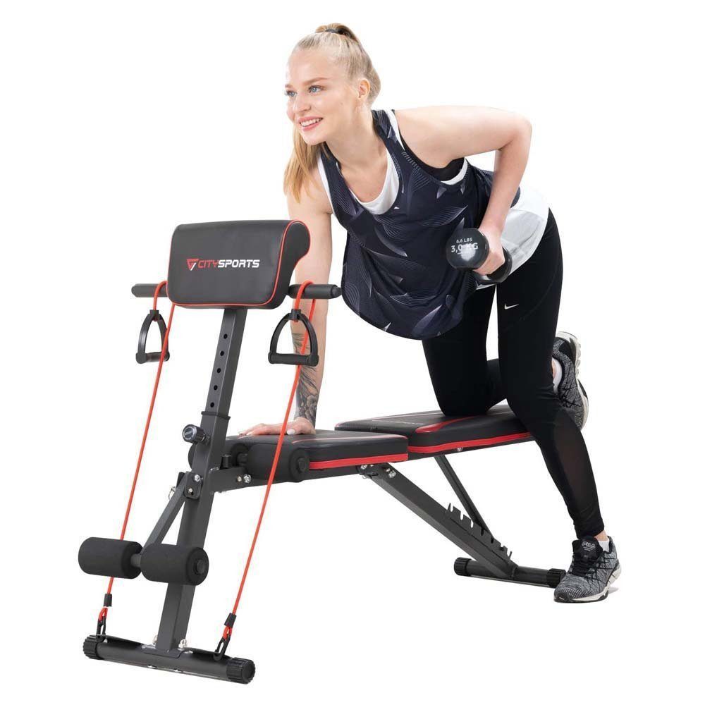 CITYSPORTS Hantelbank Klappbar Multifunktions Trainingsbank für Ganzkörper-workout, Schrägbank 8 in 1 Fitnessbank für zu Hause 150kg Gewichtskapazität