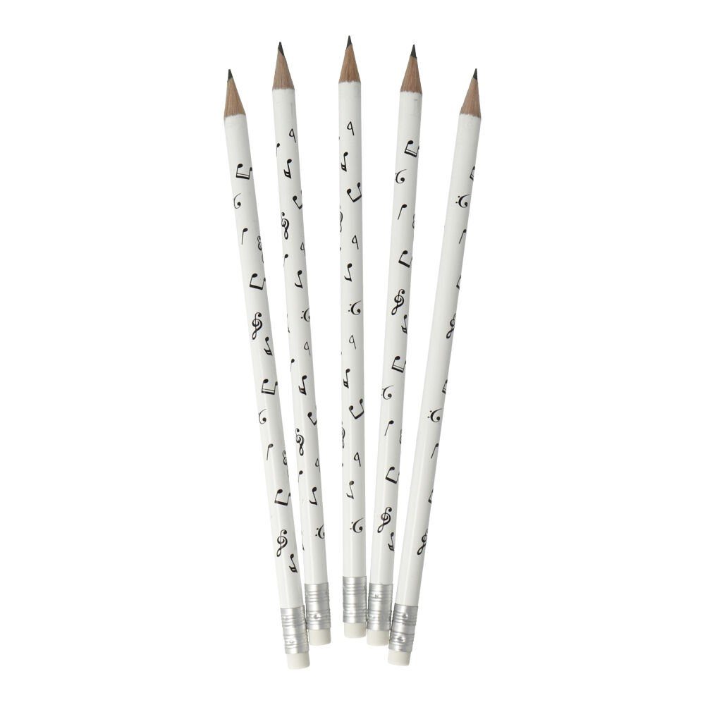 mugesh Bleistift Bleistifte Notenmix mit Radiergummi (5er-Set), für Musiker weiß