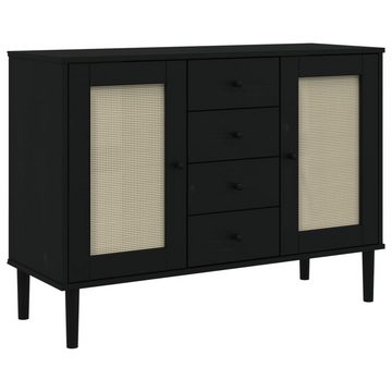 vidaXL Sideboard Sideboard SENJA Rattan-Optik Schwarz 112x40x80 cm Kiefernholz (1 St)