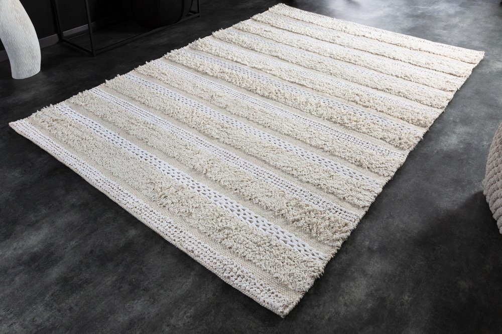 Teppich WOOL CLOUD 230x160cm elfenbein, riess-ambiente, rechteckig, Höhe:  15 mm, Wohnzimmer · Baumwolle · handgewebt · Muster · Boho Design