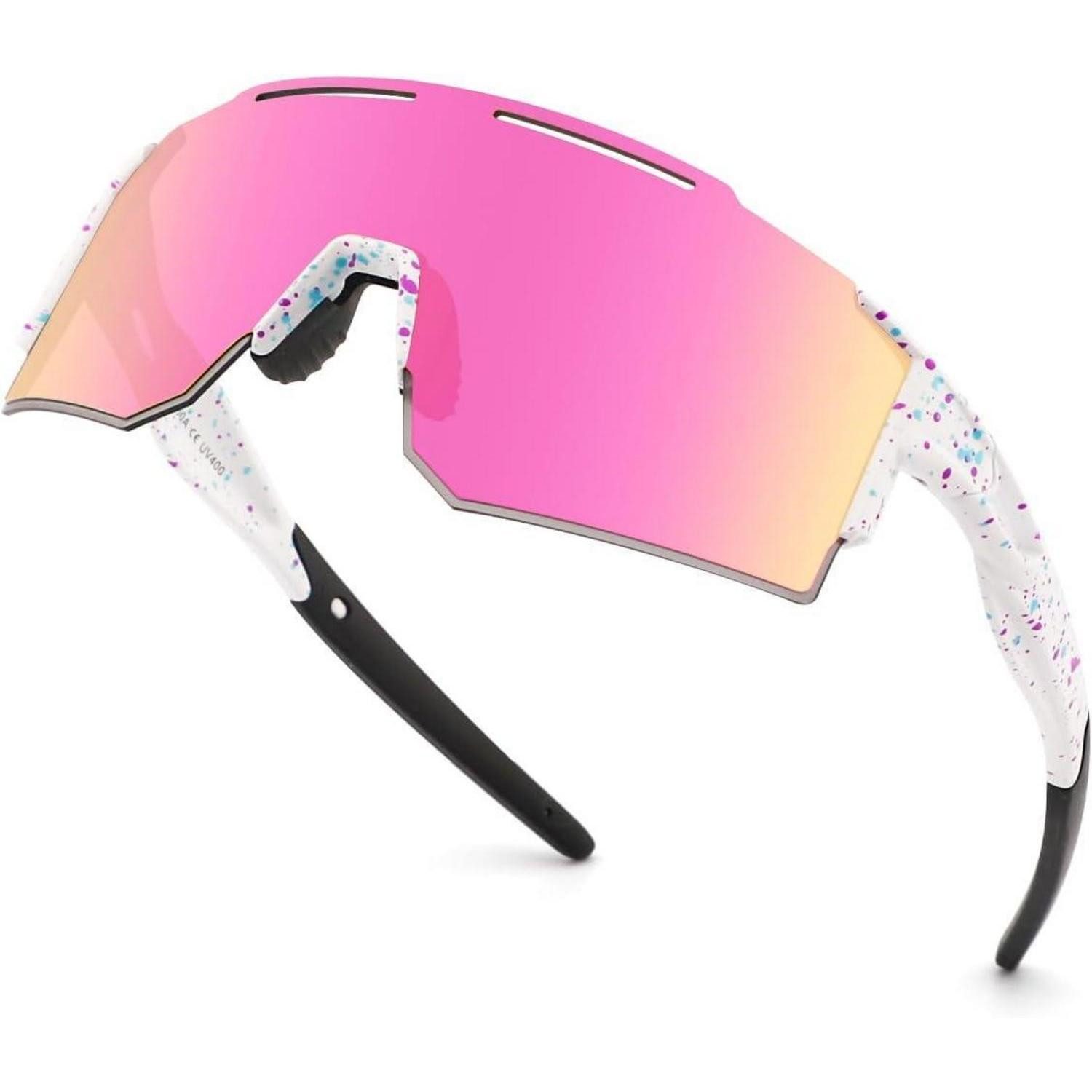LuxusKollektion Fahrradbrille Fahrradbrille UV400 Wechselglas Herren Damen Radfahren Uv-rosa-1 Linse, (1-St)