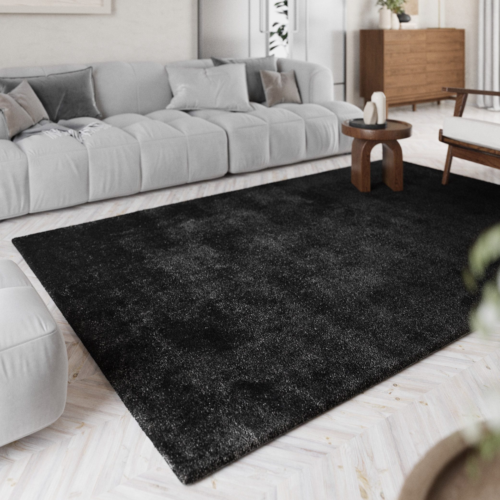 Homie Living Teppich Pisa, rund, Höhe: 25 mm, Hochflor, Microfaser, uni, weich, Shaggy, Wohnzimmer, Schlafzimmer