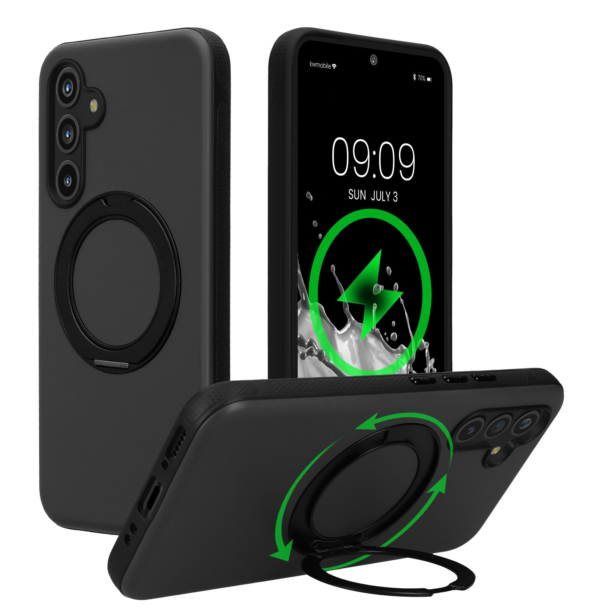 kwmobile Smartphone-Hülle Case mit 360° Standring für Samsung Galaxy A54 5G Hülle, Hardcase mit drehbaren Kickstand kompatibel mit MagSafe
