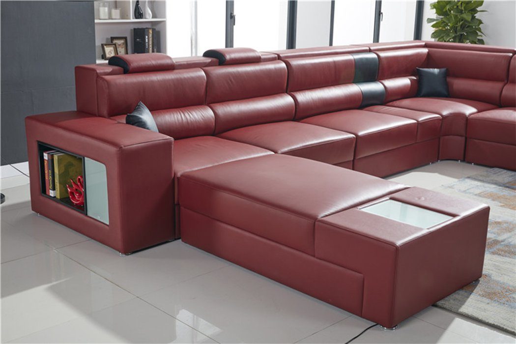 JVmoebel Ecksofa, Couch Wohnlandschaft Eck Garnitur Design Modern Sofa U-Form Rot