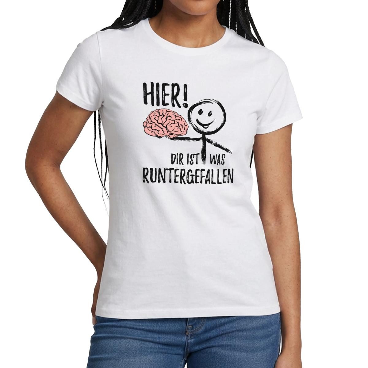Spreadshirt T-Shirt Hier Dir Ist Was Runtergefallen Lustiger Spruch Mit Geh günstig online kaufen