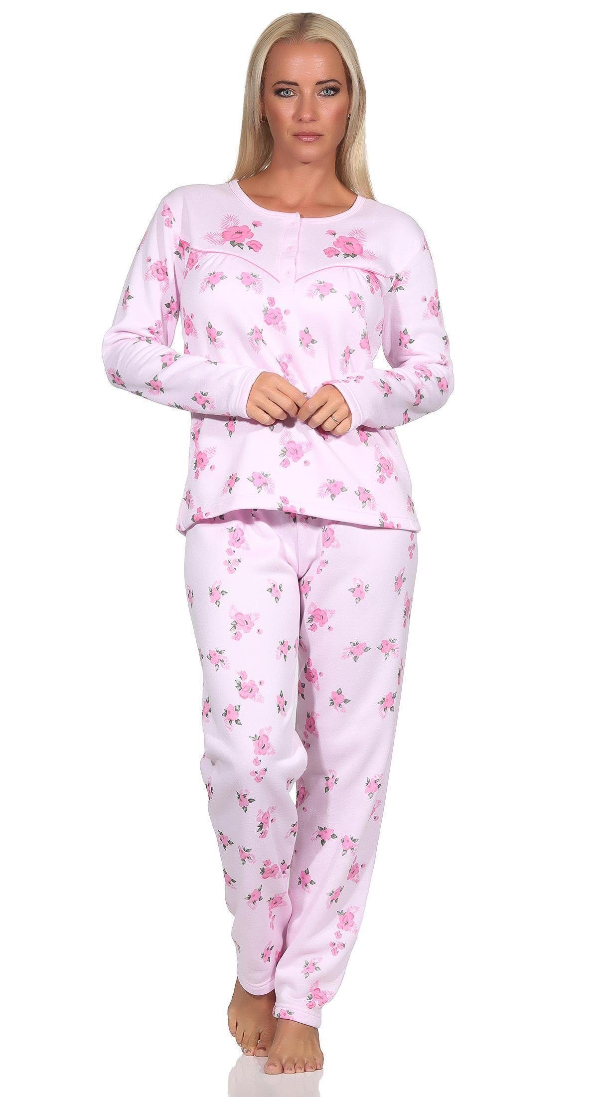 Damen Gr. Thermo XXL XL L Schlafanzug, Rosa EloModa lang Pyjama M zweiteiliger Pyjama tlg) (2