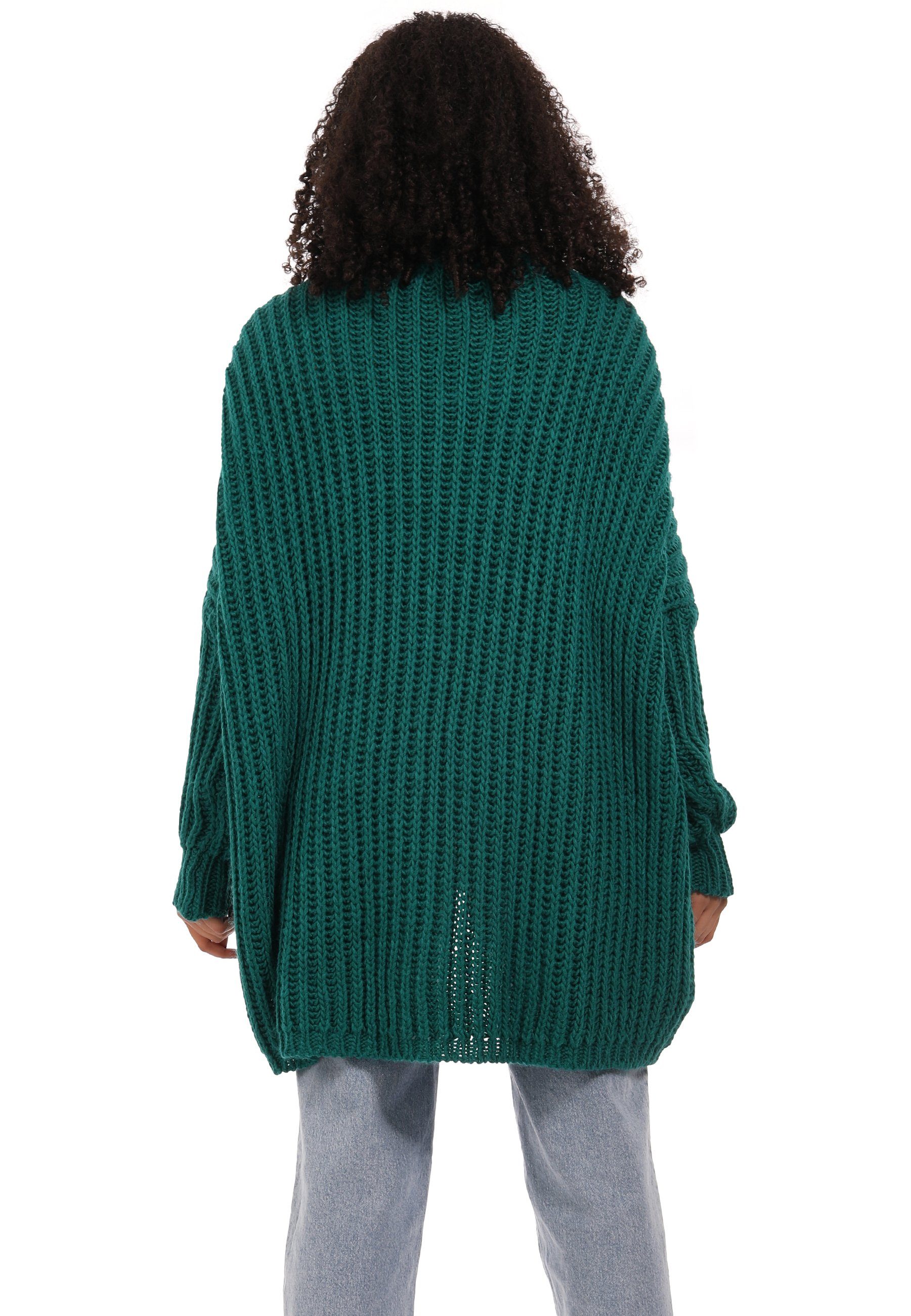 YC Fashion & Style casual petrol Oversized Longpullover Pullover (1-tlg) Vokuhila Grobstrick One Size Sweater