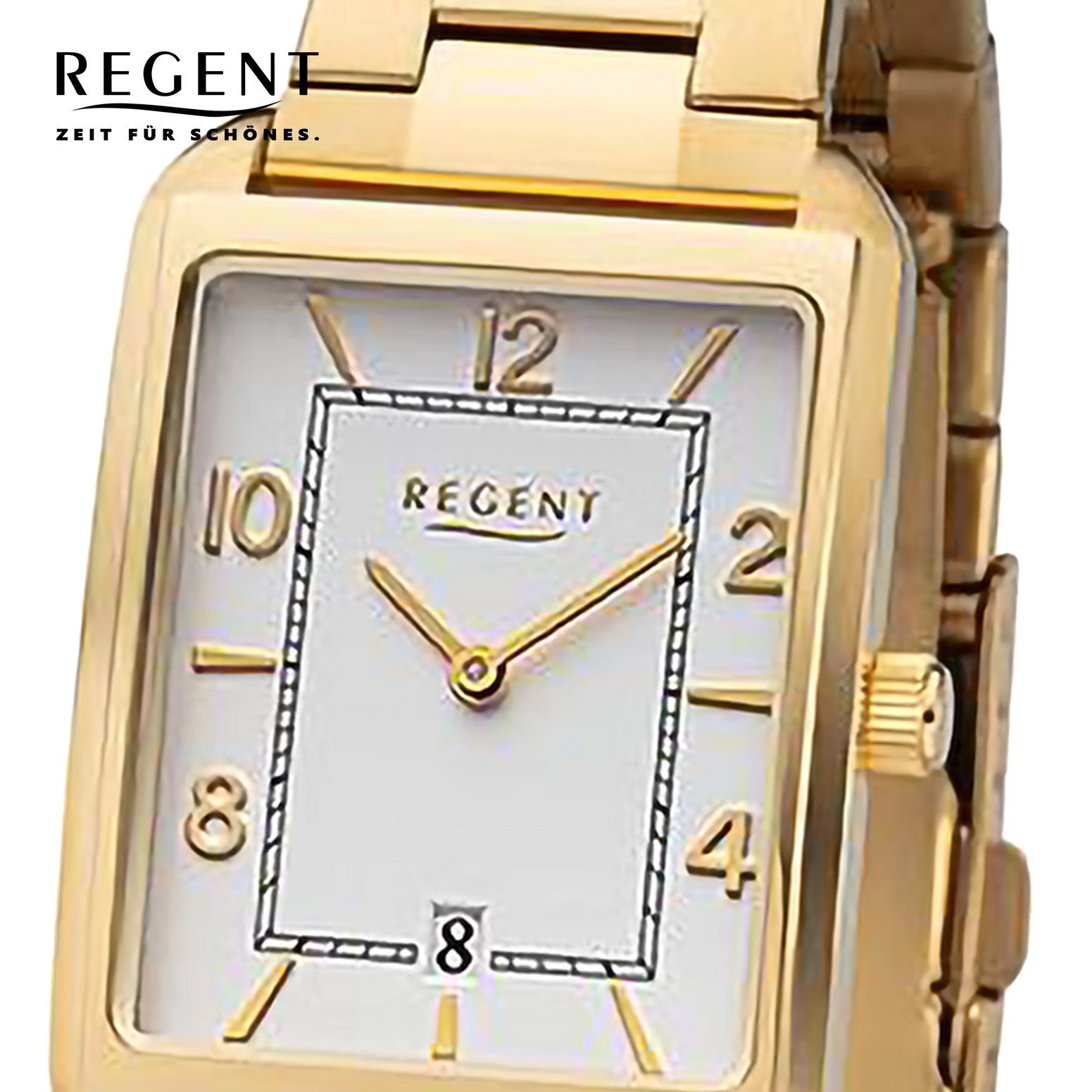 Regent Quarzuhr Regent Herren Armbanduhr Analog, (Analoguhr), Herren Armbanduhr rund, extra groß (ca. 28,5x41,5mm), Metallarmband