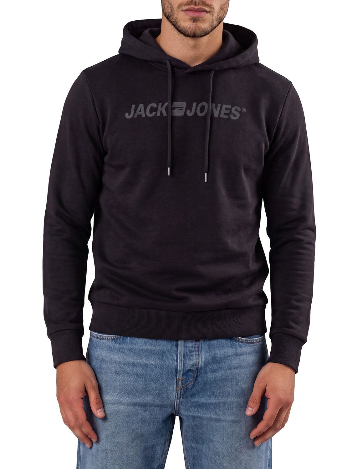 Jack & Jones Hoodie Herren Sweatshirt JJMORTY Regular Fit Kapuzenpullover mit Logoprint