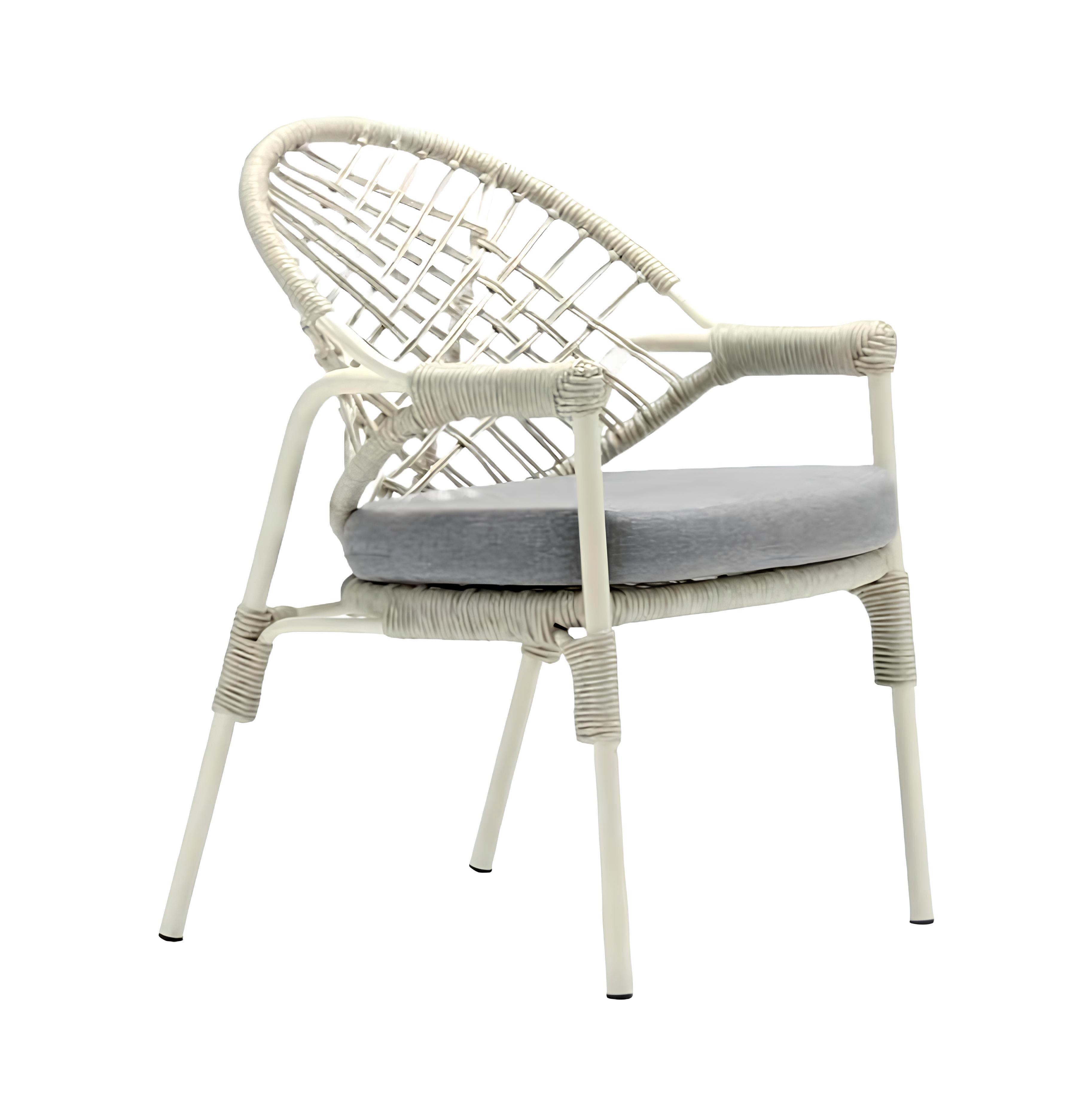 JVmoebel Gartenstuhl Eleganter Rattan-Stuhl in Grau für stilvolle Terrassenmomente, Made in Europa