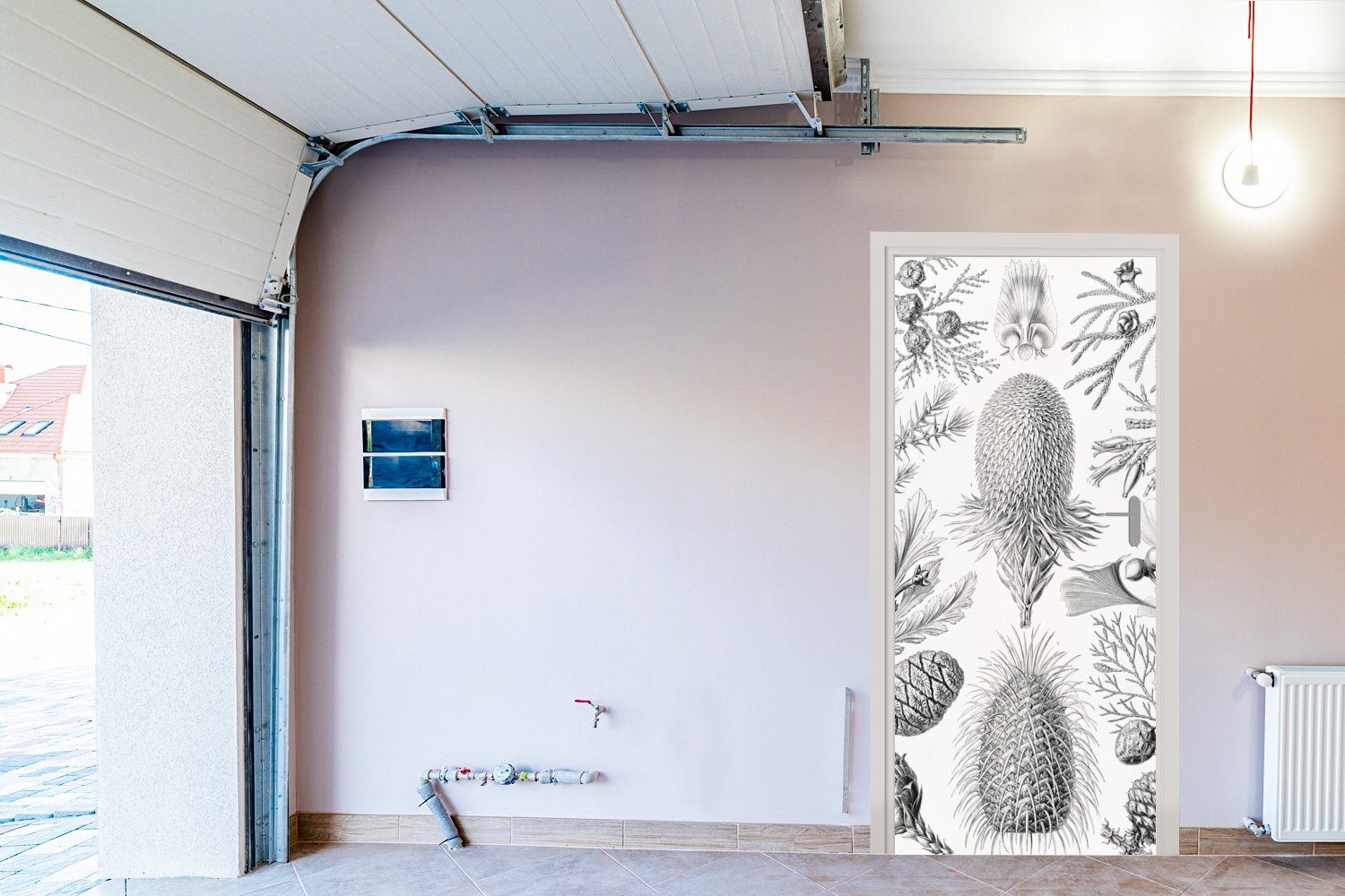 bedruckt, - Kunst cm Matt, - - St), Haeckel Retro Natur, - Türtapete Tür, Türaufkleber, Illustration Koniferen für Fototapete MuchoWow (1 Ernst - 75x205