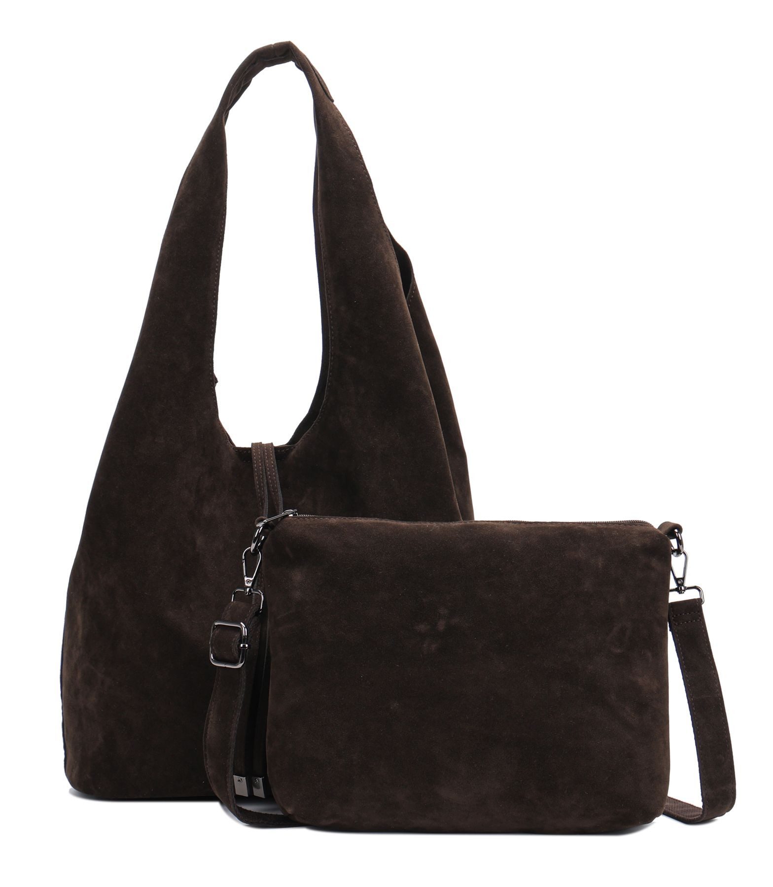 Schultertasche Damen Tasche Set 2in1 Shopper Hobo Bag Handtasche Crossbody Velours
