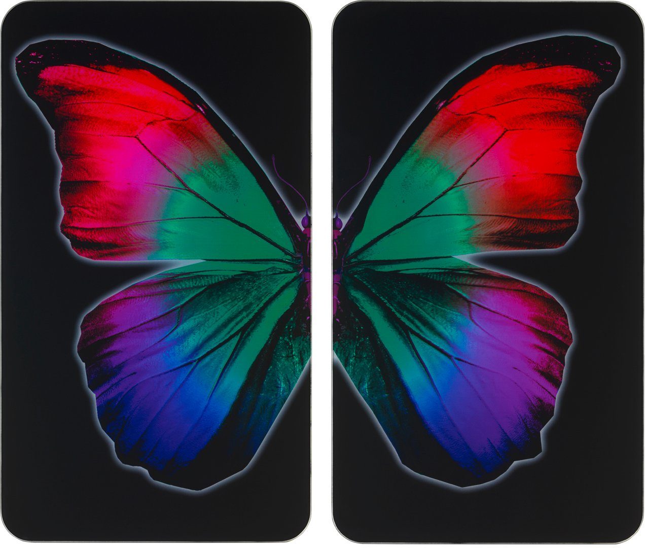 WENKO Herd-Abdeckplatte Universal (Set, Butterfly 2 Kunststoff, tlg) Night, Glas, by