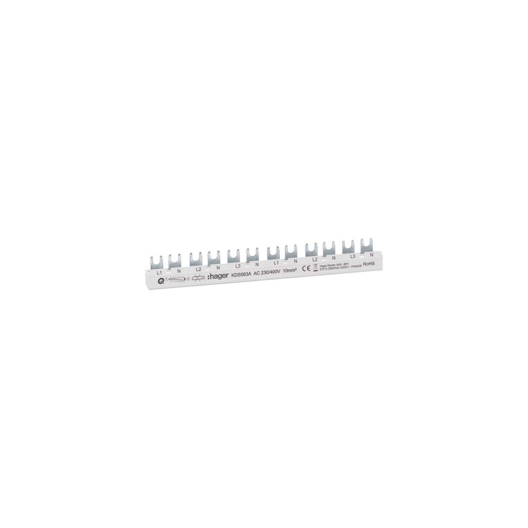 Hager Sicherungsmutter Hager Phasenschiene 12 Module 63A L1N-L2N-L3N-L1N KDS563A