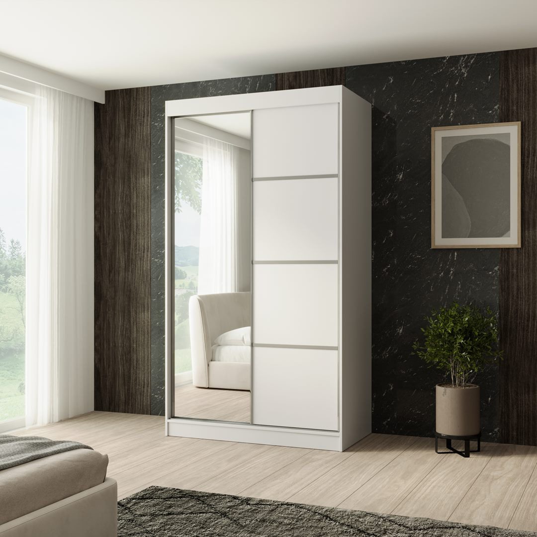 Beautysofa Schiebetürenschrank PACO (120 cm Schrank mit 3 Einlegeböden und günstig online kaufen