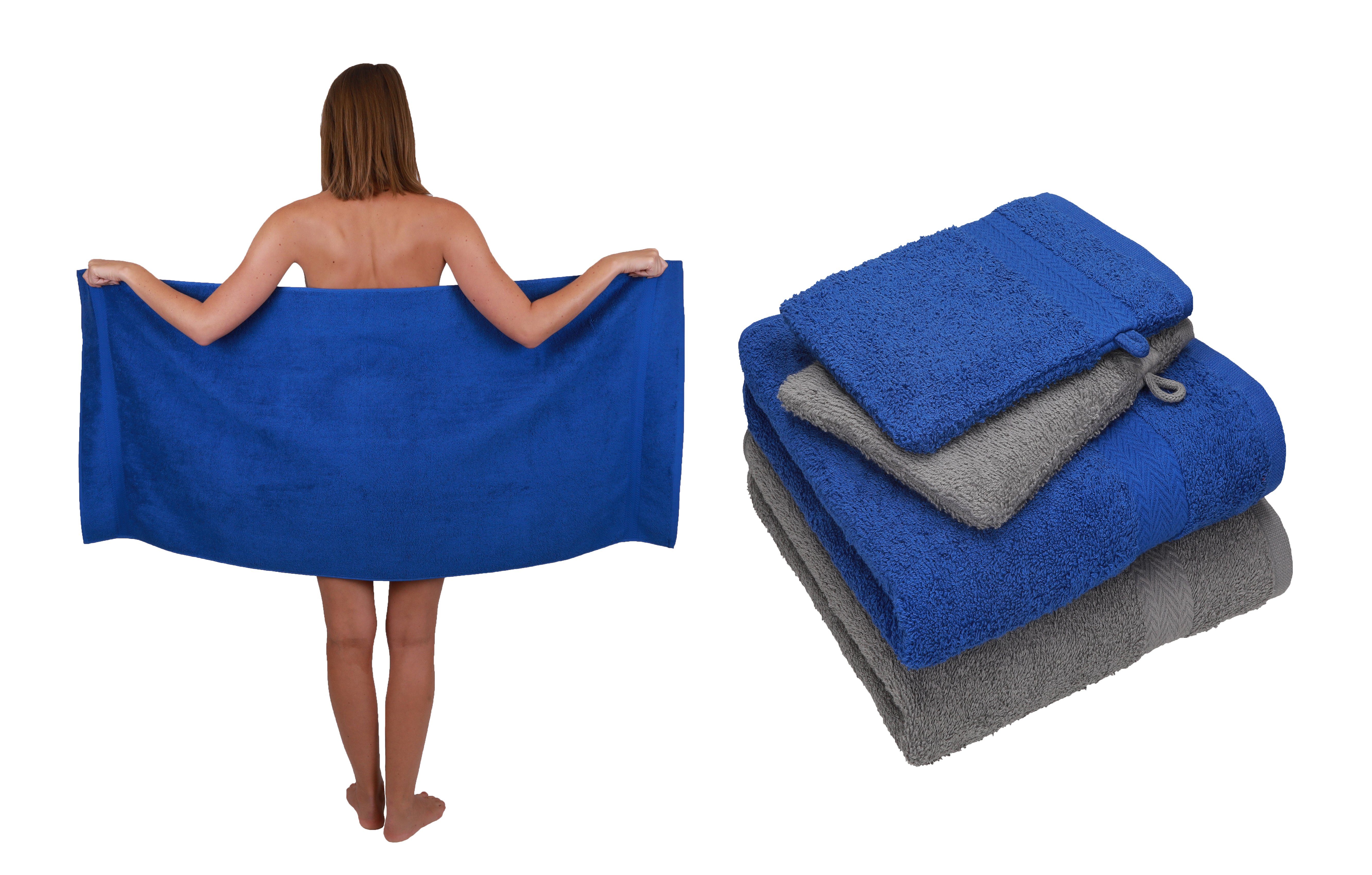 Betz Handtuch Set Betz 5 TLG. Handtuch Set Single Pack 100% Baumwolle 1 Duschtuch 2 Handtücher 2 Waschhandschuhe, Baumwolle, (5-tlg) royalblau