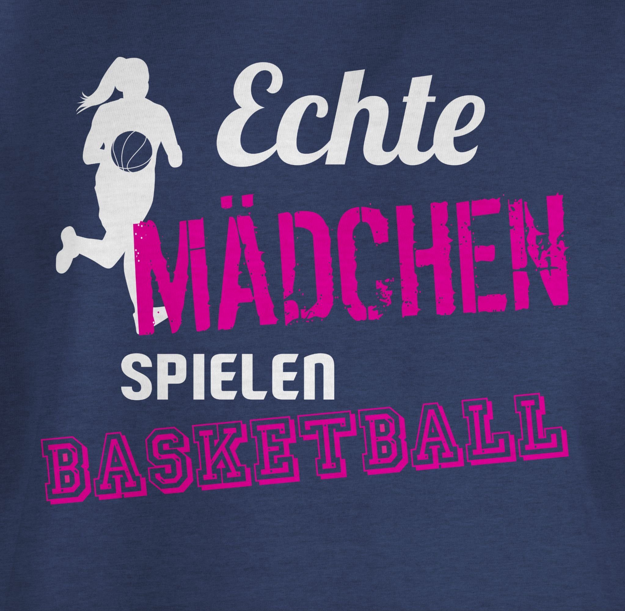 Basketball Kleidung Sport Kinder T-Shirt 2 Echte Dunkelblau Meliert Shirtracer Mädchen spielen