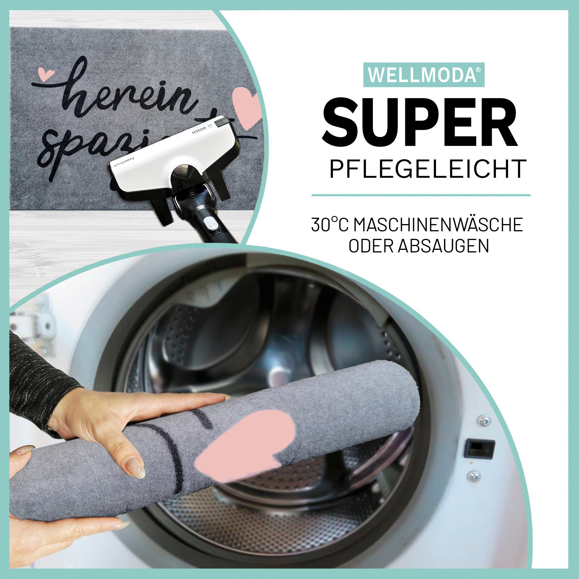 WELLMODA Fußmatte Hereinspaziert I Beliebt, rutschfest, waschbar & pflegele günstig online kaufen