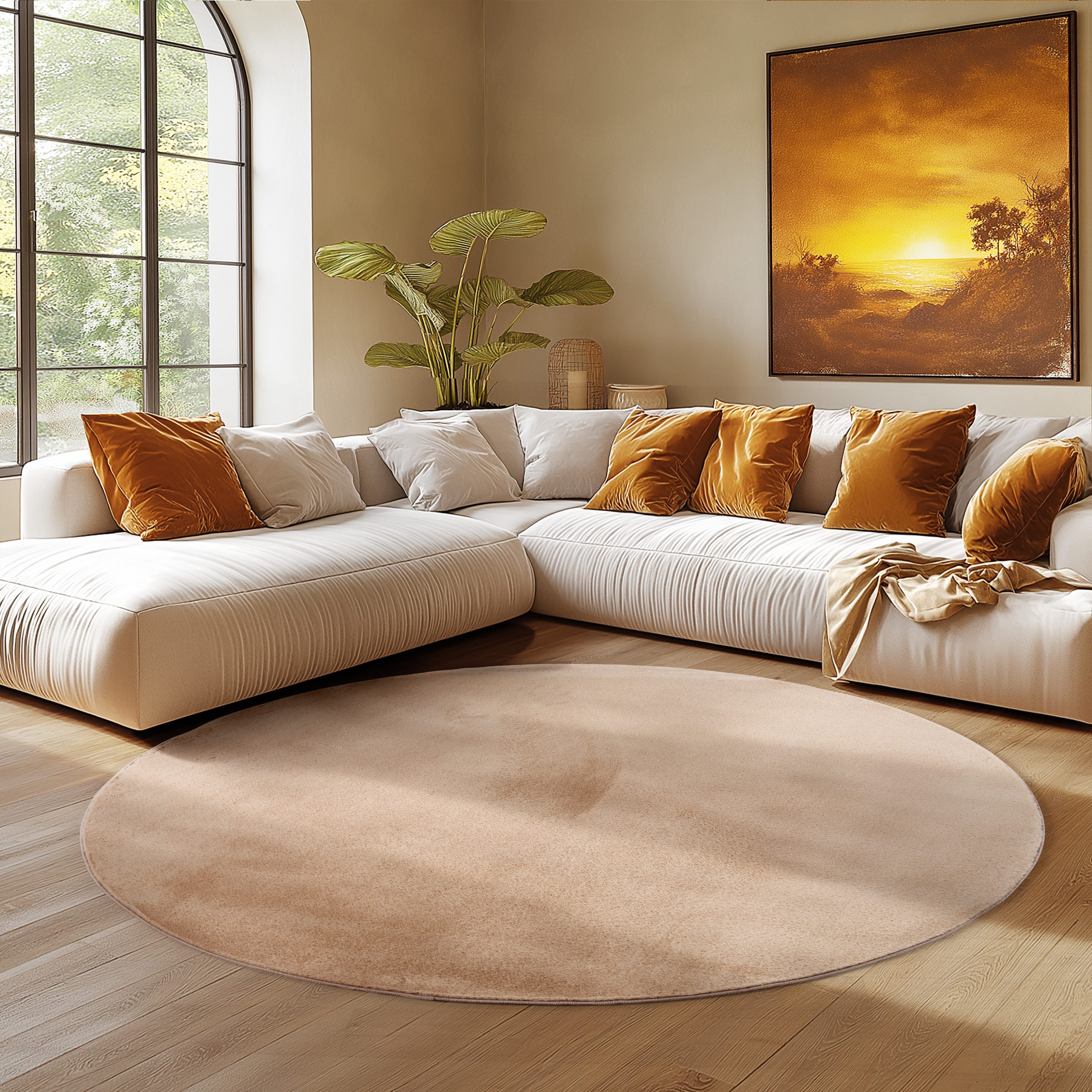 SIMPEX24 Teppich Unicolor - Einfarbig, Rund, Höhe: 11 mm, Perfekt geeignet für Wohnzimmer, Schlafzimmer,Kinderzimmer