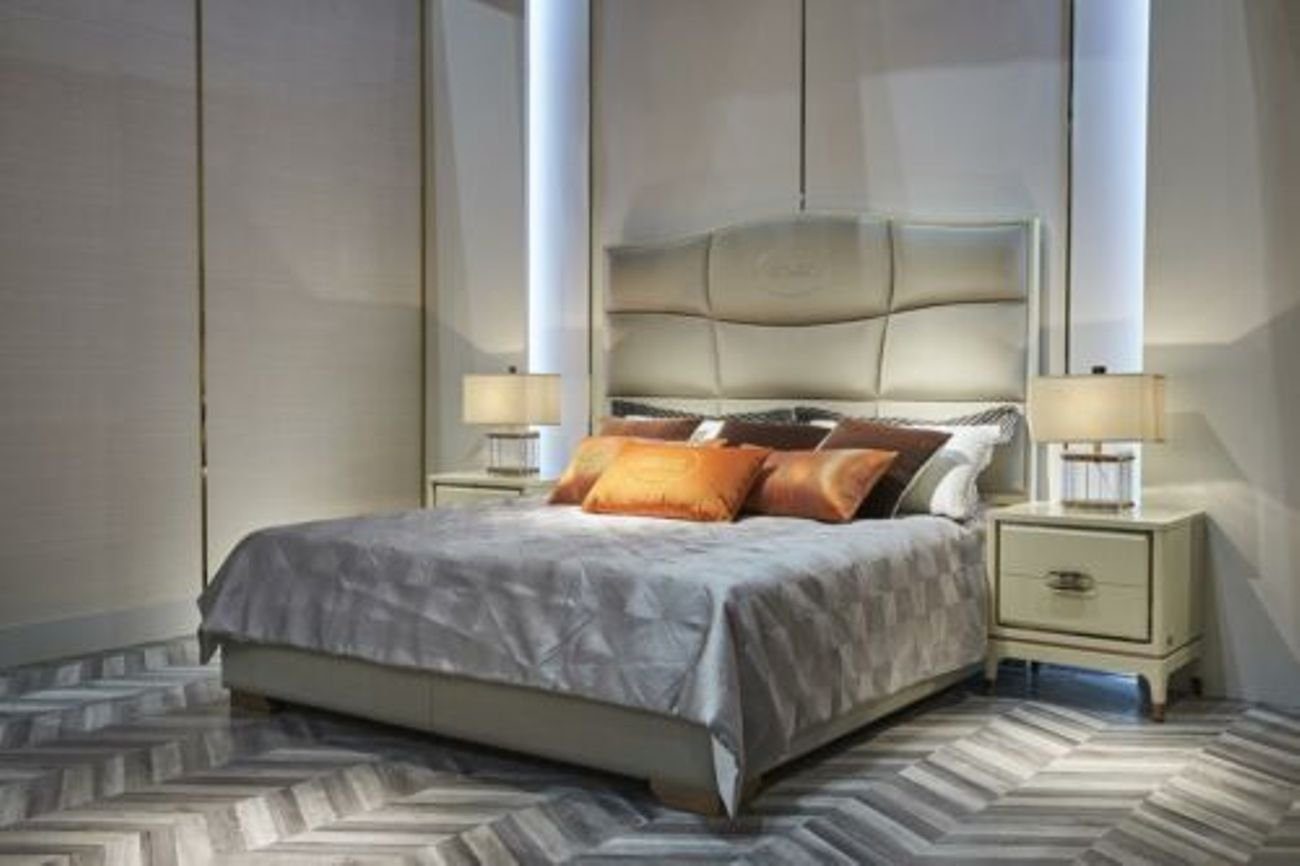 JVmoebel Lederbett, Leder Bett Polster Design Luxus Doppel Hotel Betten Schlaf Zimmer