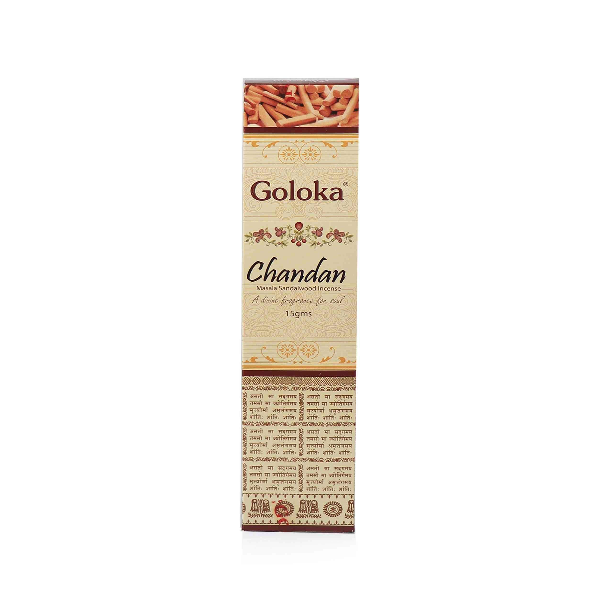 Räucherstäbchen Goloka Chandan Räucherstäbchen 15g – Sandelholz Räucherwerk aus Indien