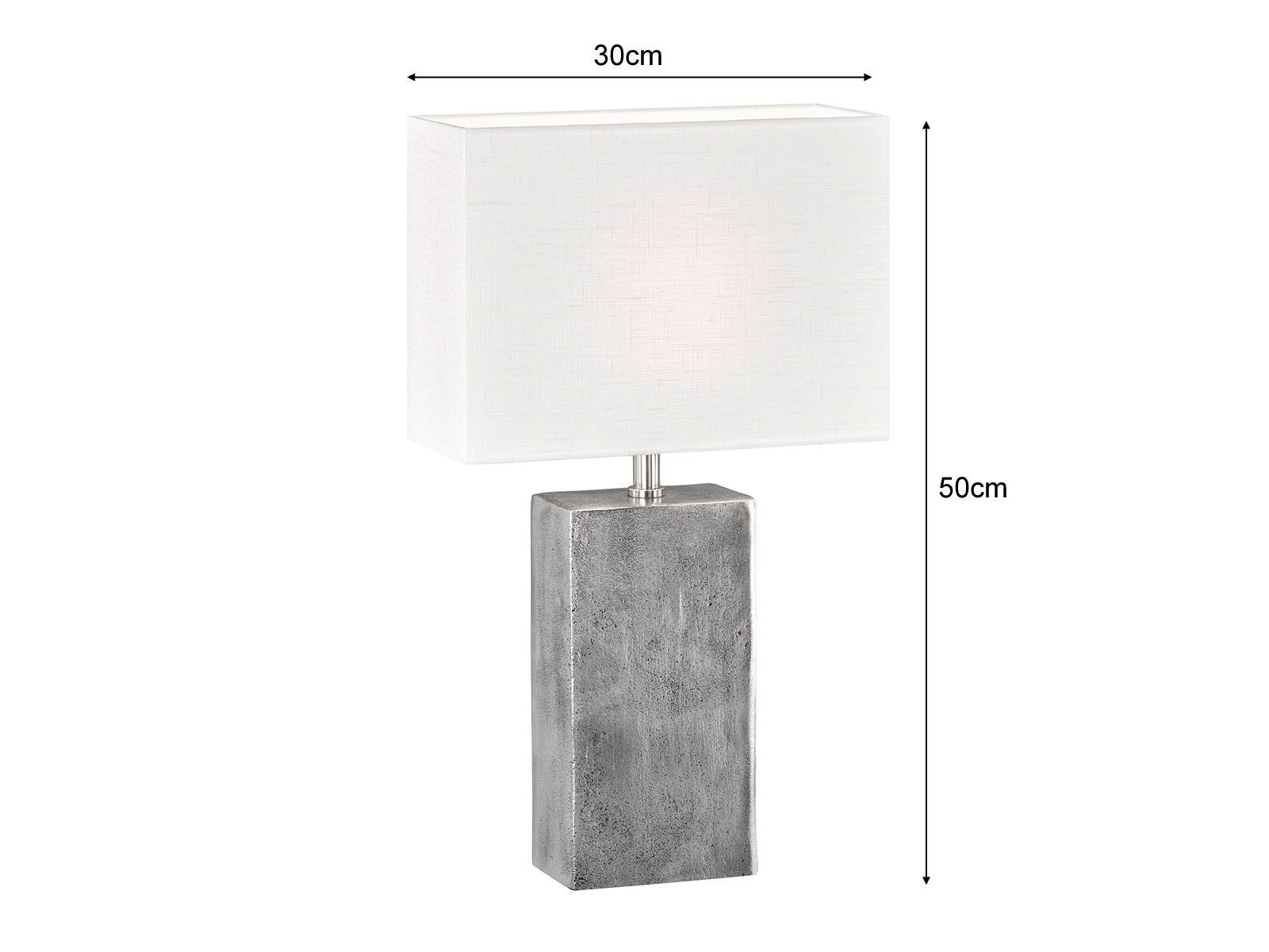 FISCHER & HONSEL Tischleuchte Metallfuß Antik Design, 50cm groß, ohne Leuchtmittel, Tischlampen-Fuß & Leinen-Stoff Lampenschirm eckig – Bild 4 von 5