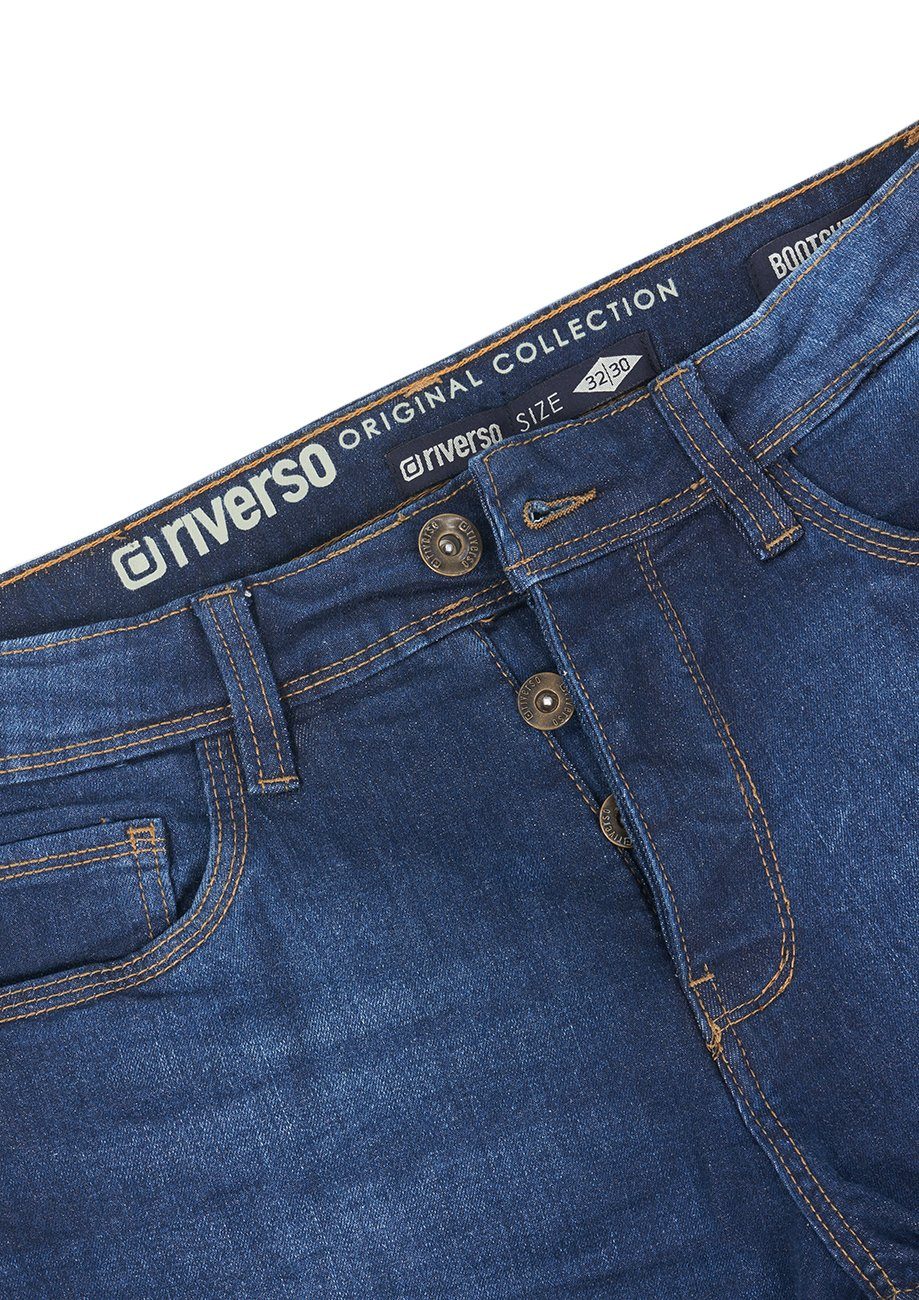 Stretch riverso Herren Boot Fit mit (D212) Bootcut-Jeans Dark Denim Denim Blue Cut RIVFalko Hose Jeanshose
