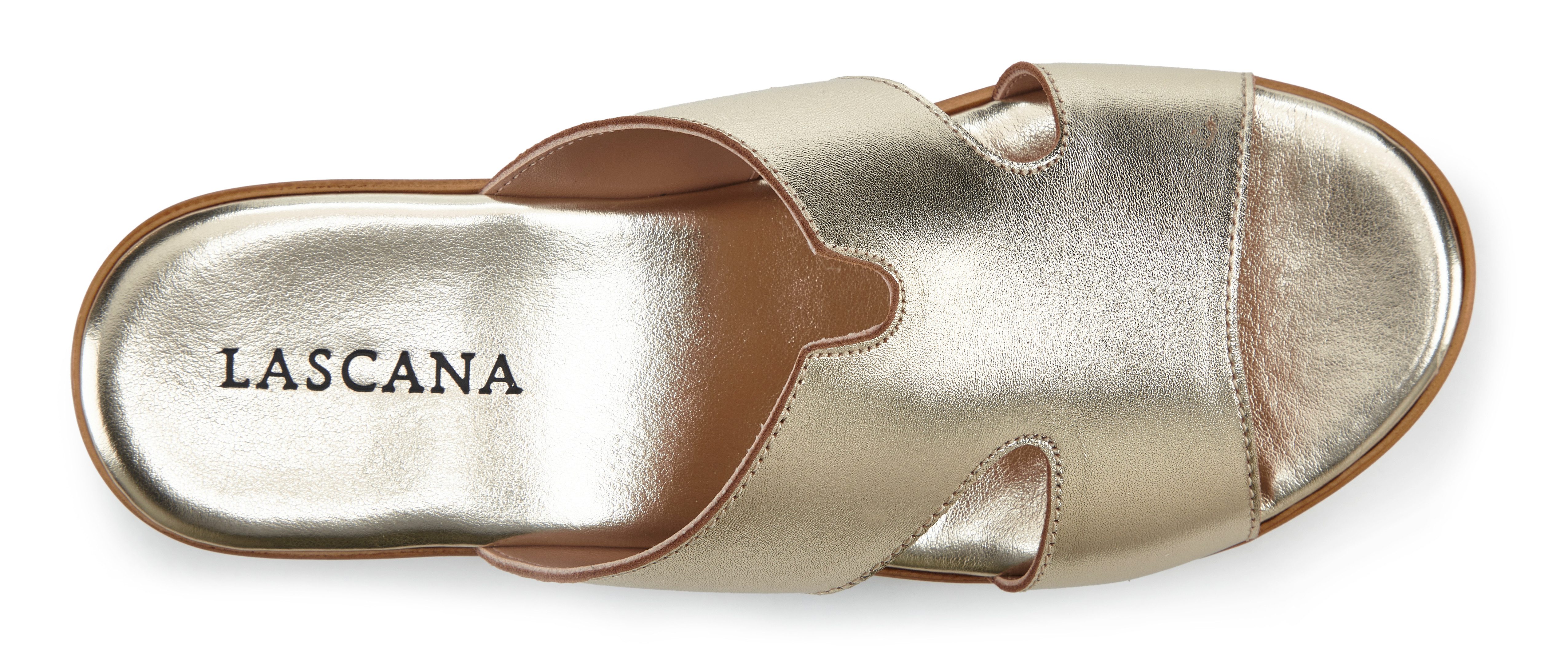 LASCANA Sandale, Sommerschuh, Mule, offener Schuh, Pantolette NEU aus Leder mit Keilabsatz