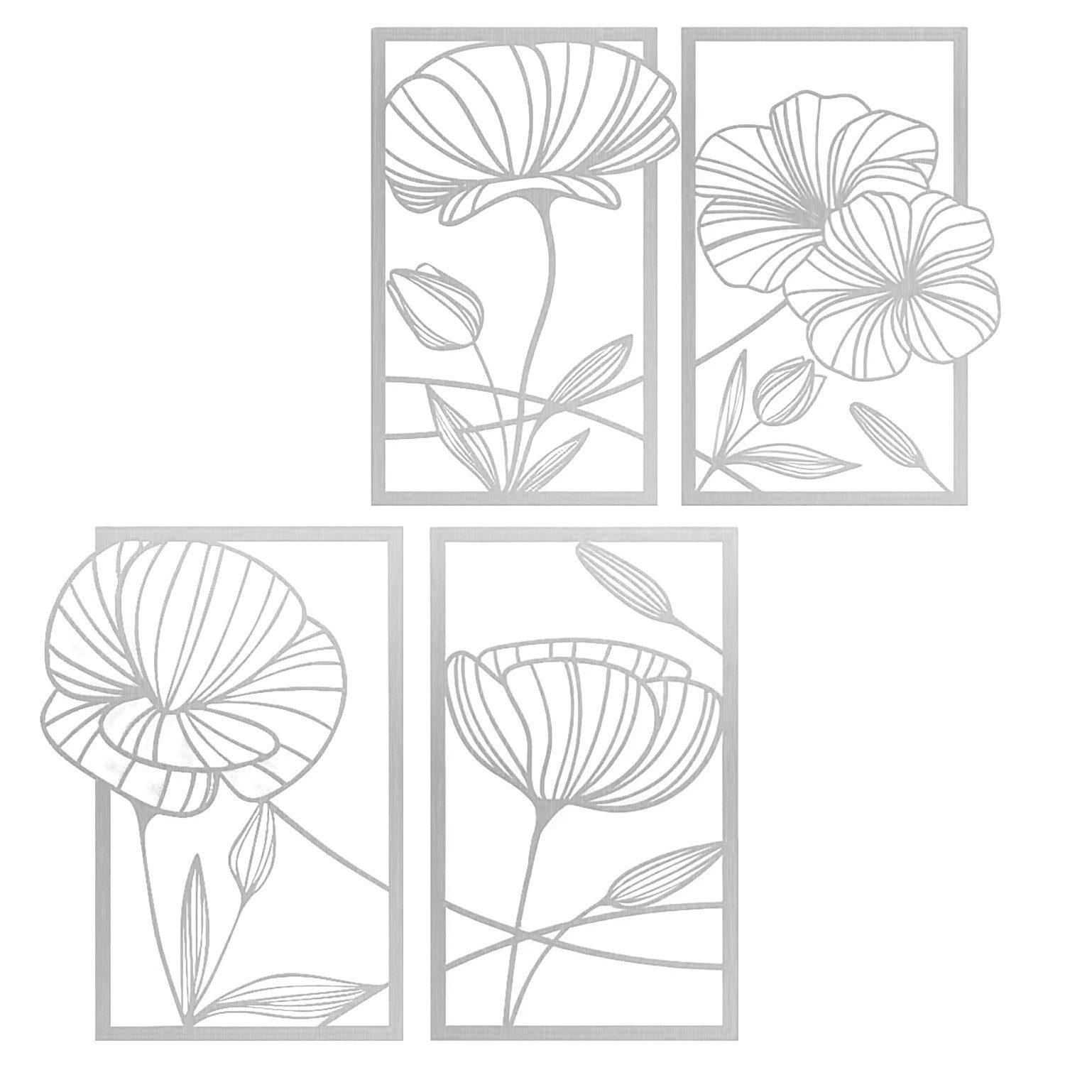 NUODWELL Wanddekoobjekt 4 Stück Metall Lotusblume Wanddekoration, Abstrakte günstig online kaufen