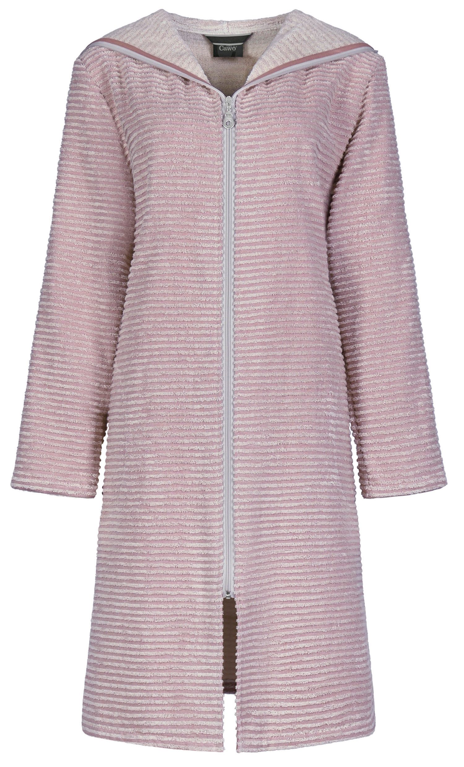 Cawö Damenbademantel Damen Bademantel Reißverschluss Kapuze, midi, Baumwoll günstig online kaufen