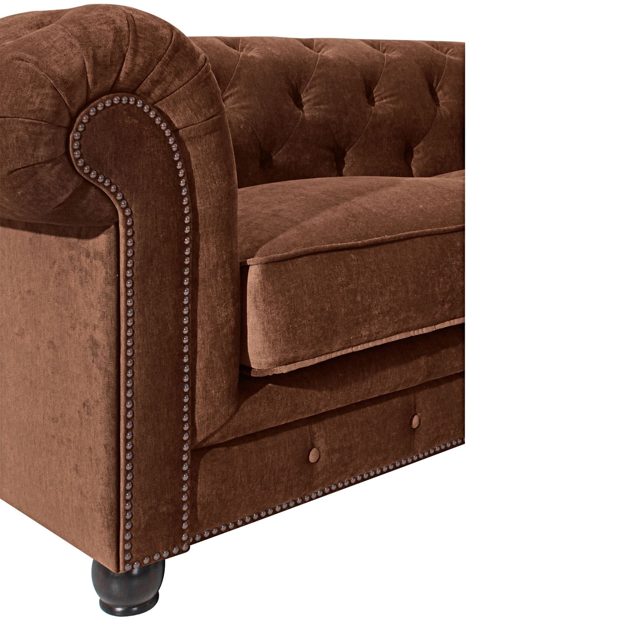 Sofa Sitz Kathe Teile, verarbeitet,bequemer 58 Buche aufm Versand 2-Sitzer nussbau, hochwertig Kostenlosem inkl. 1 Sofa Kessel Microfaser Bezug Sparpreis