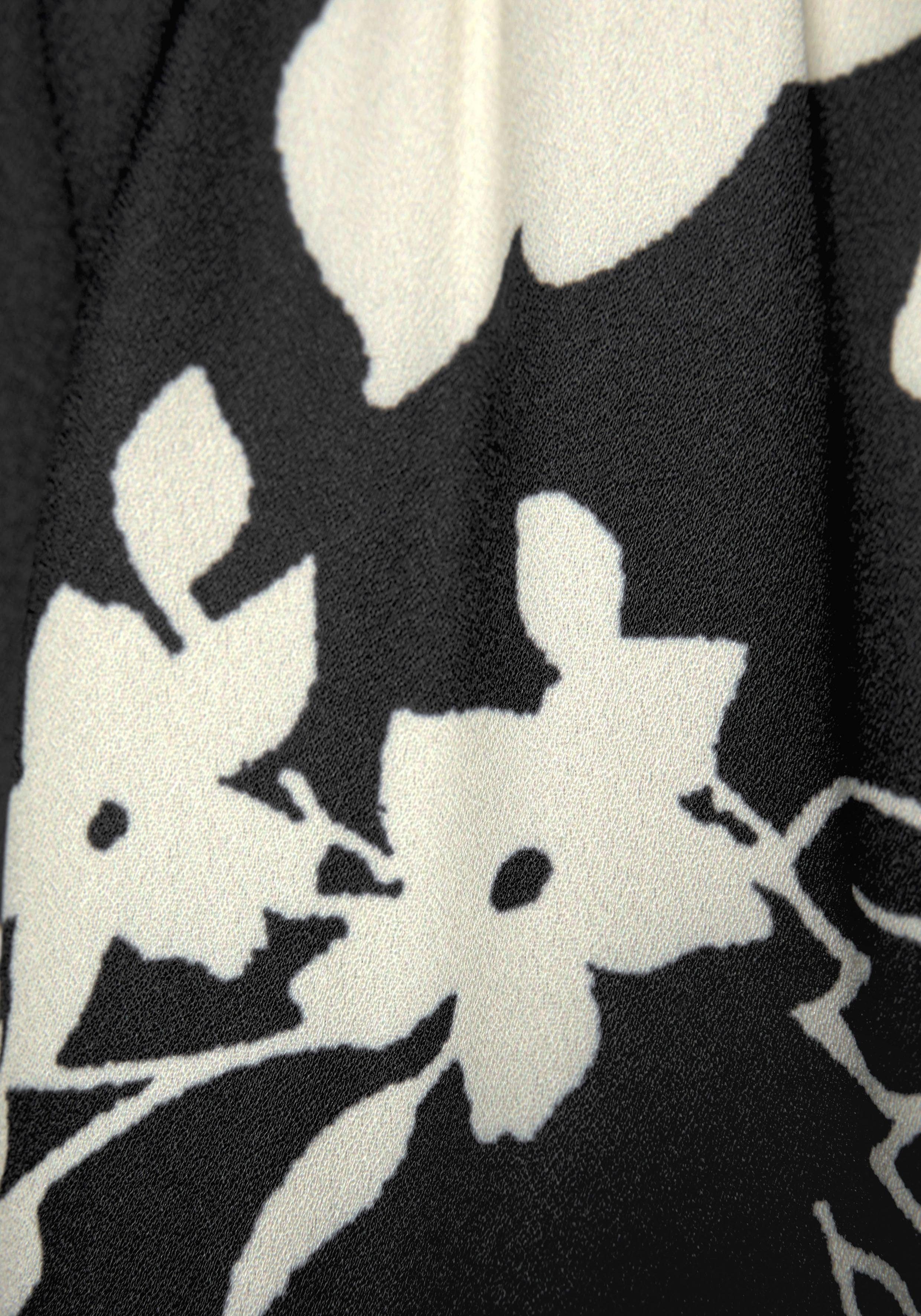 LASCANA Blusenkleid in weiter Form mit Volants und Blumenprint, Tunikakleid, Strandkleid