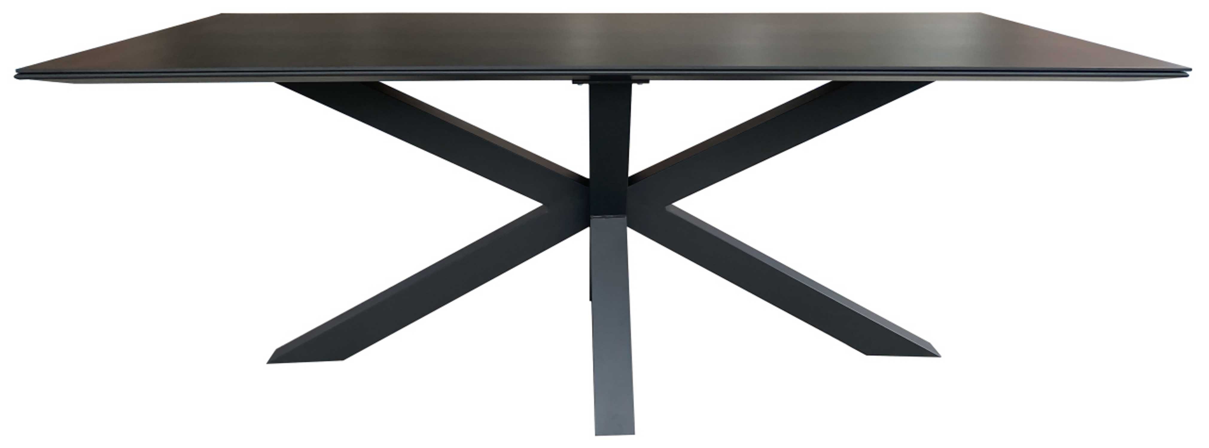MR.DEKO Gartentisch Malaga 200x90 cm Aluminium Keramik dunkelgrau Tisch Outdoor (Mit X-Gestell & Keramik-Tischplatte – stilvoller Esstisch für Outdoor, 1-St), K – Bild 4 von 5