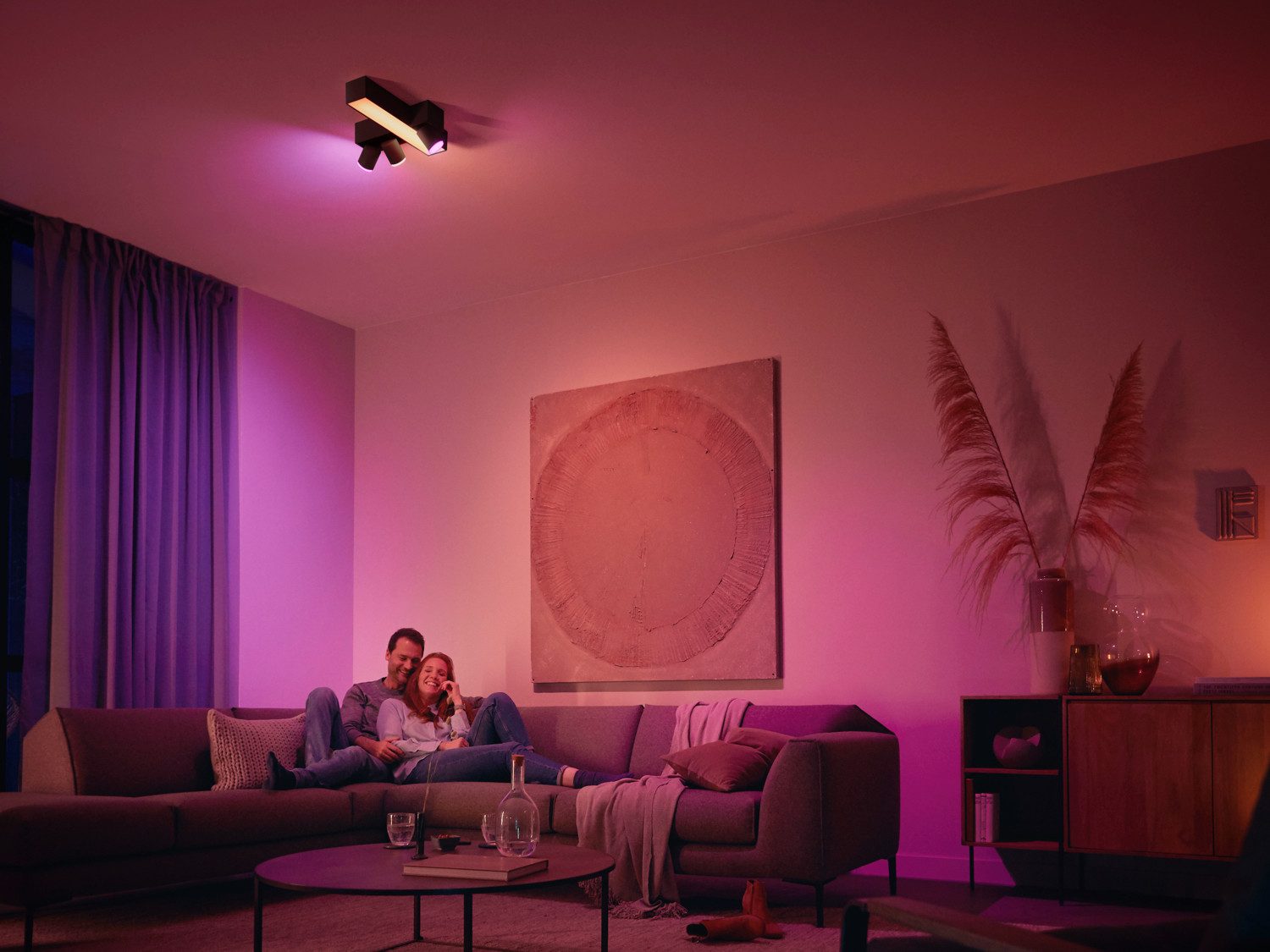 Philips Hue LED Deckenspot White & Color Ambiance Centris 3er Spot Cross-Design, Abschaltautomatik, Bluetooth, CCT - über Fernbedienung, Dimmfunktion, Farbsteuerung, Farbwechsel, Leuchtdauer einstellbar, Memoryfunktion, Nachtlichtfunktion, RGB, Smart Home, Timerfunktion, dimmbar über Fernbedienung, erweiterbar, mehrere Helligkeitsstufen, LED wechselbar, RGB