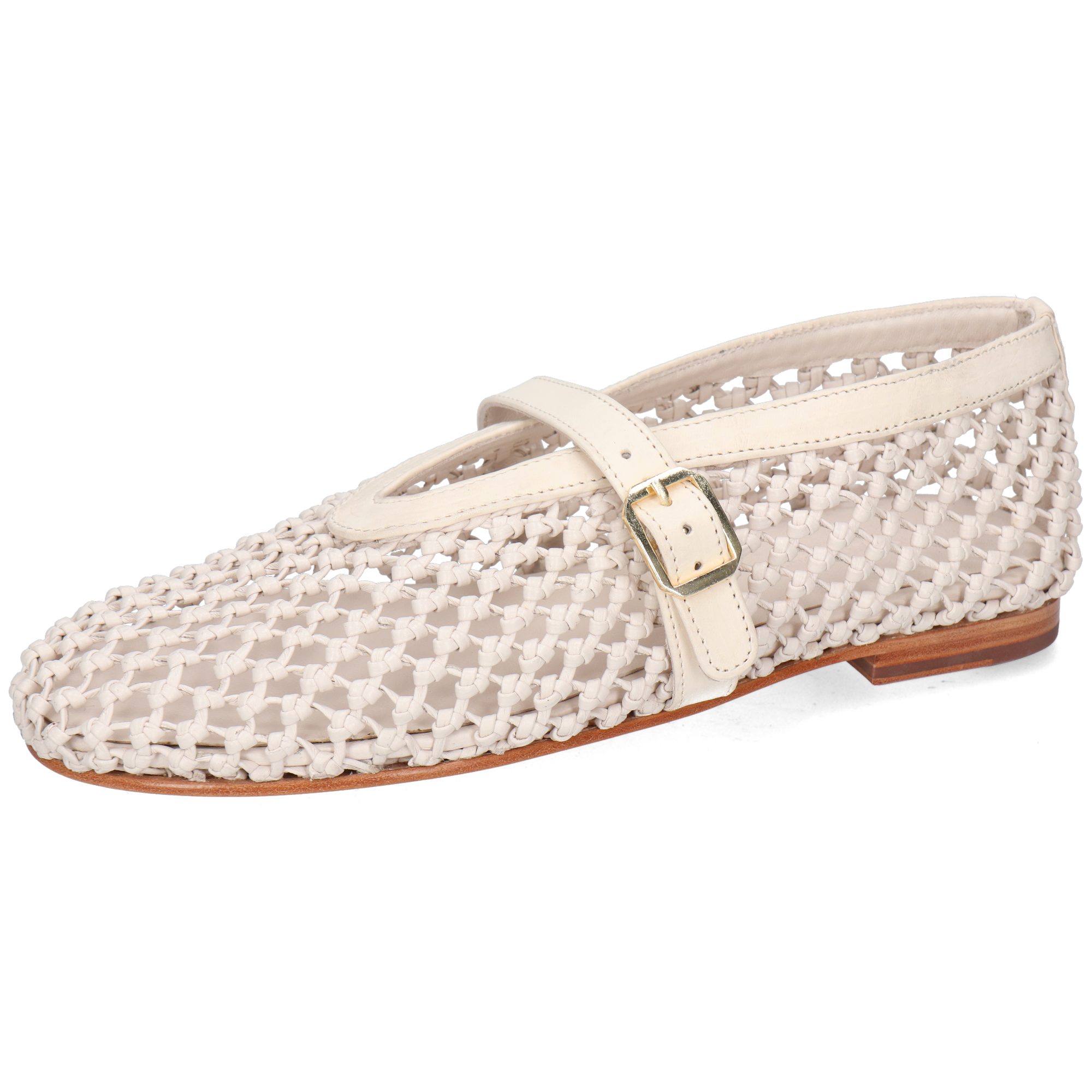 Melvin & Hamilton Alivia 1 Leder-Mary Jane Schuhe für Damen Ballerina Flache Absätze, Echtes Leder, Von Hand geflochten