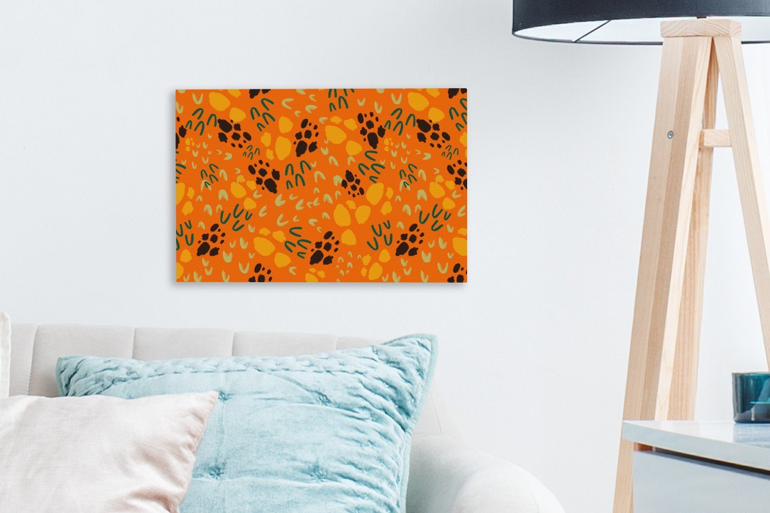 OneMillionCanvasses® Leinwandbild Muster, - Sporen Leinwandbilder, (1 Wandbild Orange - Aufhängefertig, cm Wanddeko, 30x20 St)